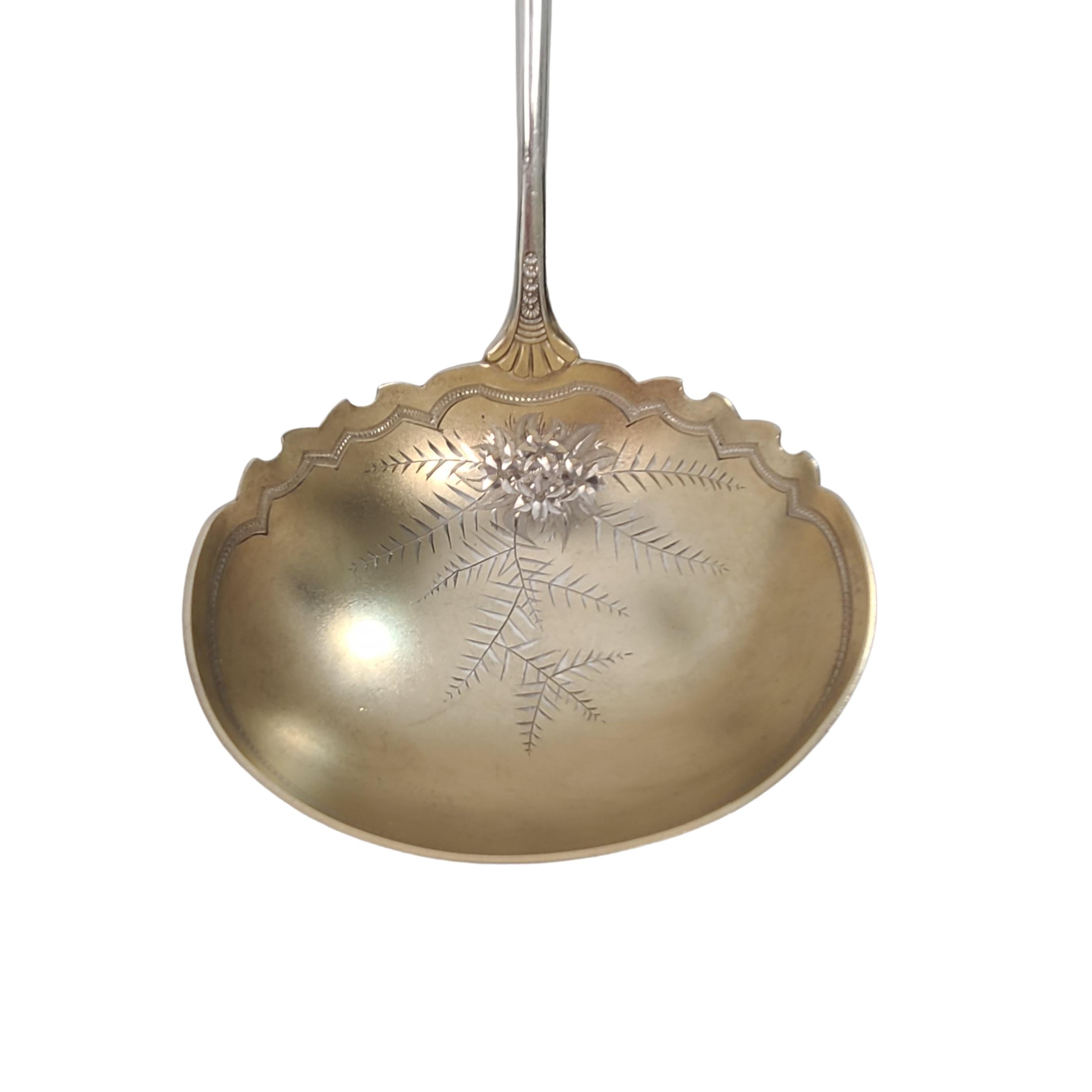 Women's or Men's Gorham Fontainebleau Sterling Silver Gold Wash Bowl Large Soup Ladle w/Monogram For Sale