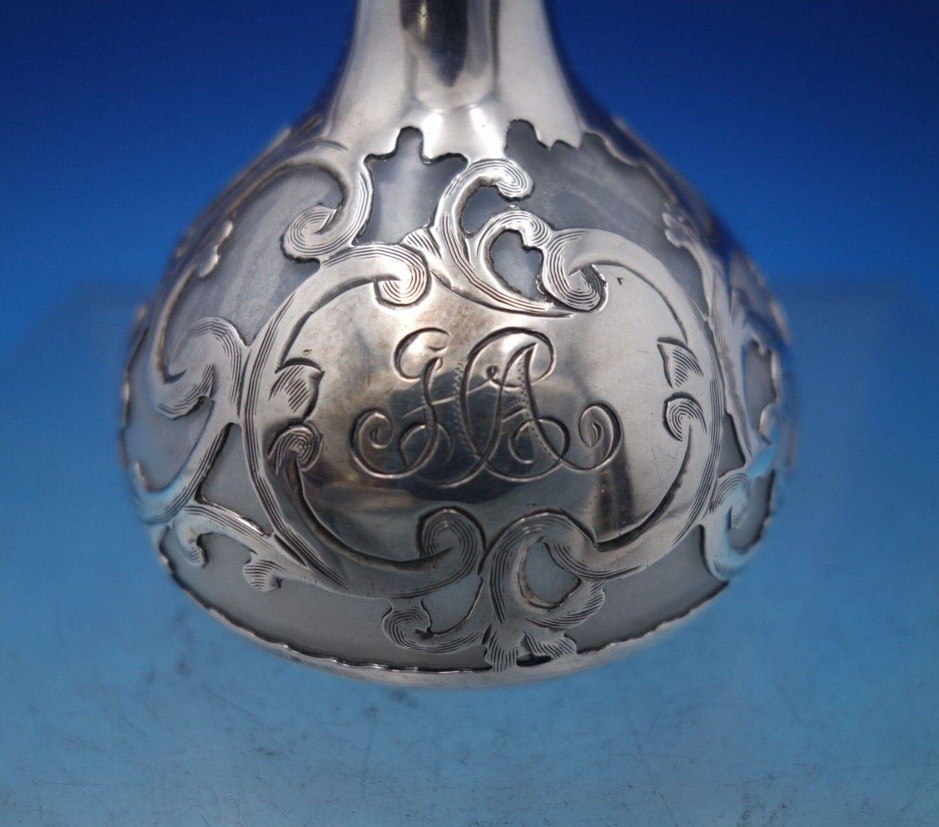 Gorham Glass Perfume Bottle with Silver Overlay 5