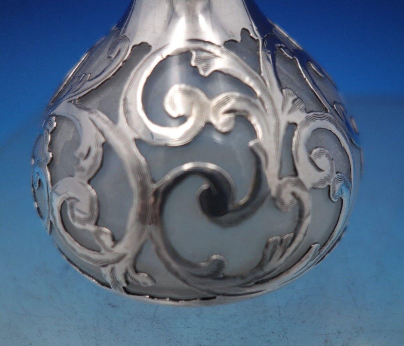 Gorham Glass Perfume Bottle with Silver Overlay 6
