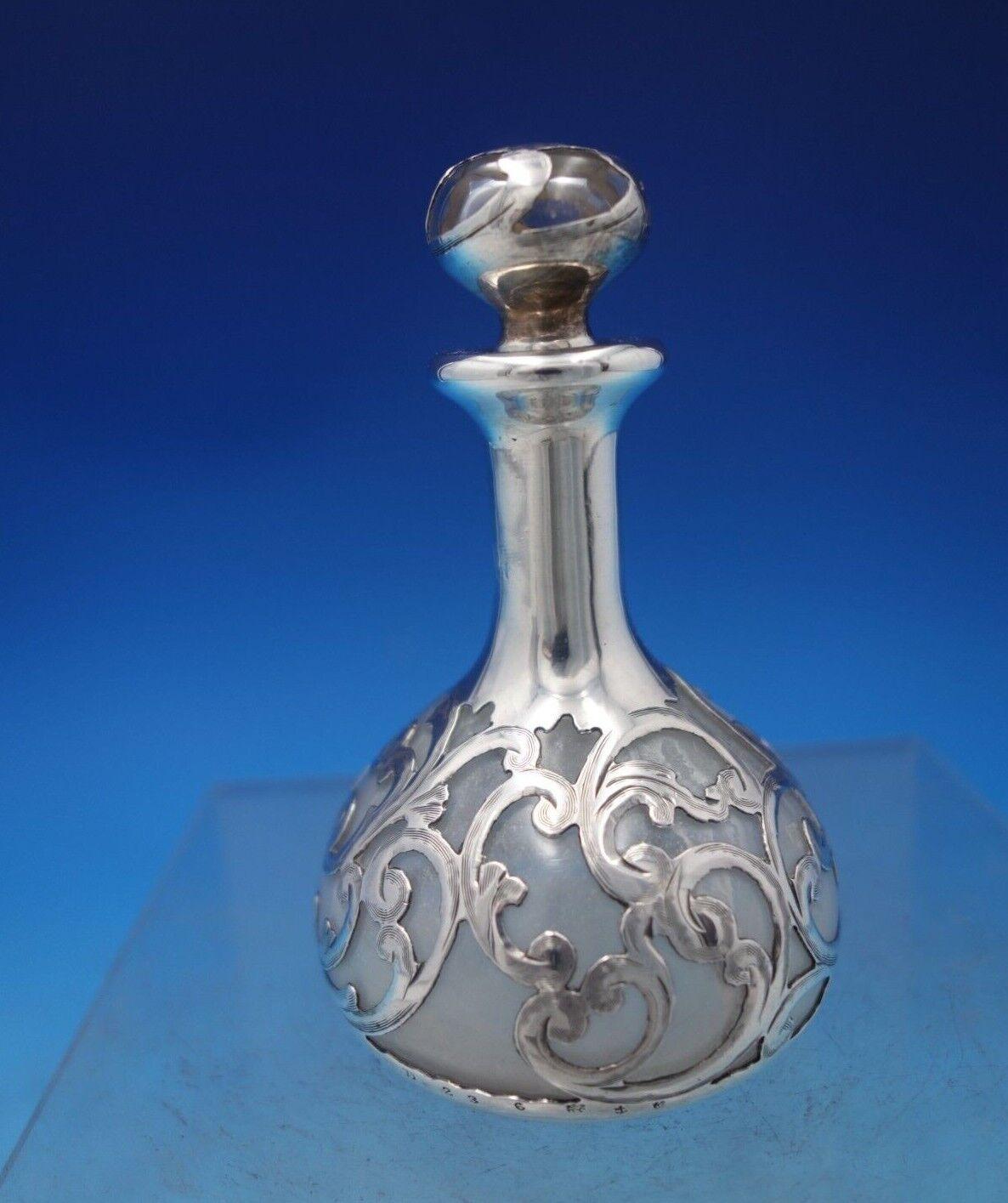 Gorham Glass Perfume Bottle with Silver Overlay In Excellent Condition In Big Bend, WI