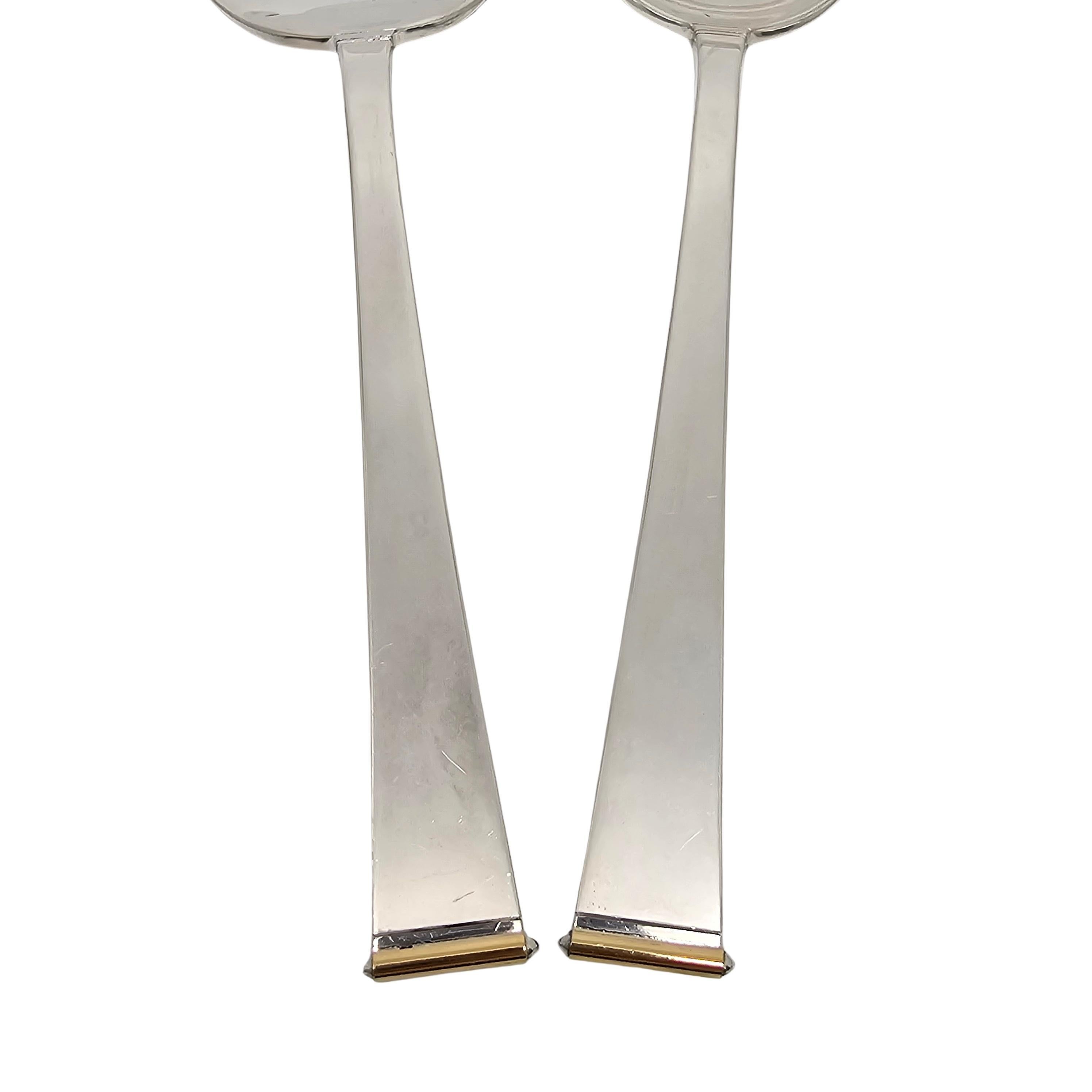 da uomo o donna Set di forchette e cucchiai da insalata in argento sterling con punta d'oro di Gorham #18802 in vendita
