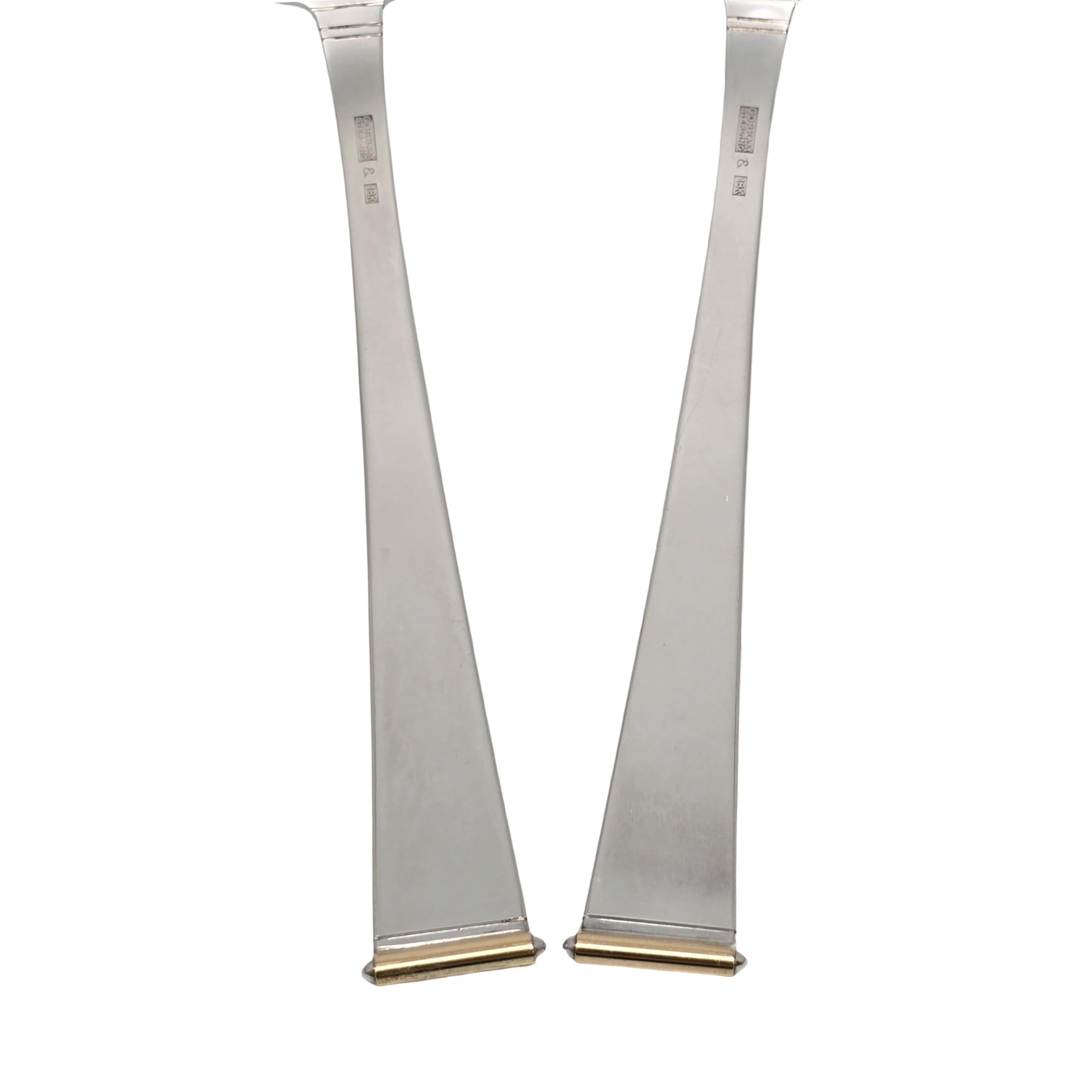 Set di forchette e cucchiai da insalata in argento sterling con punta d'oro di Gorham #18802 in vendita 2