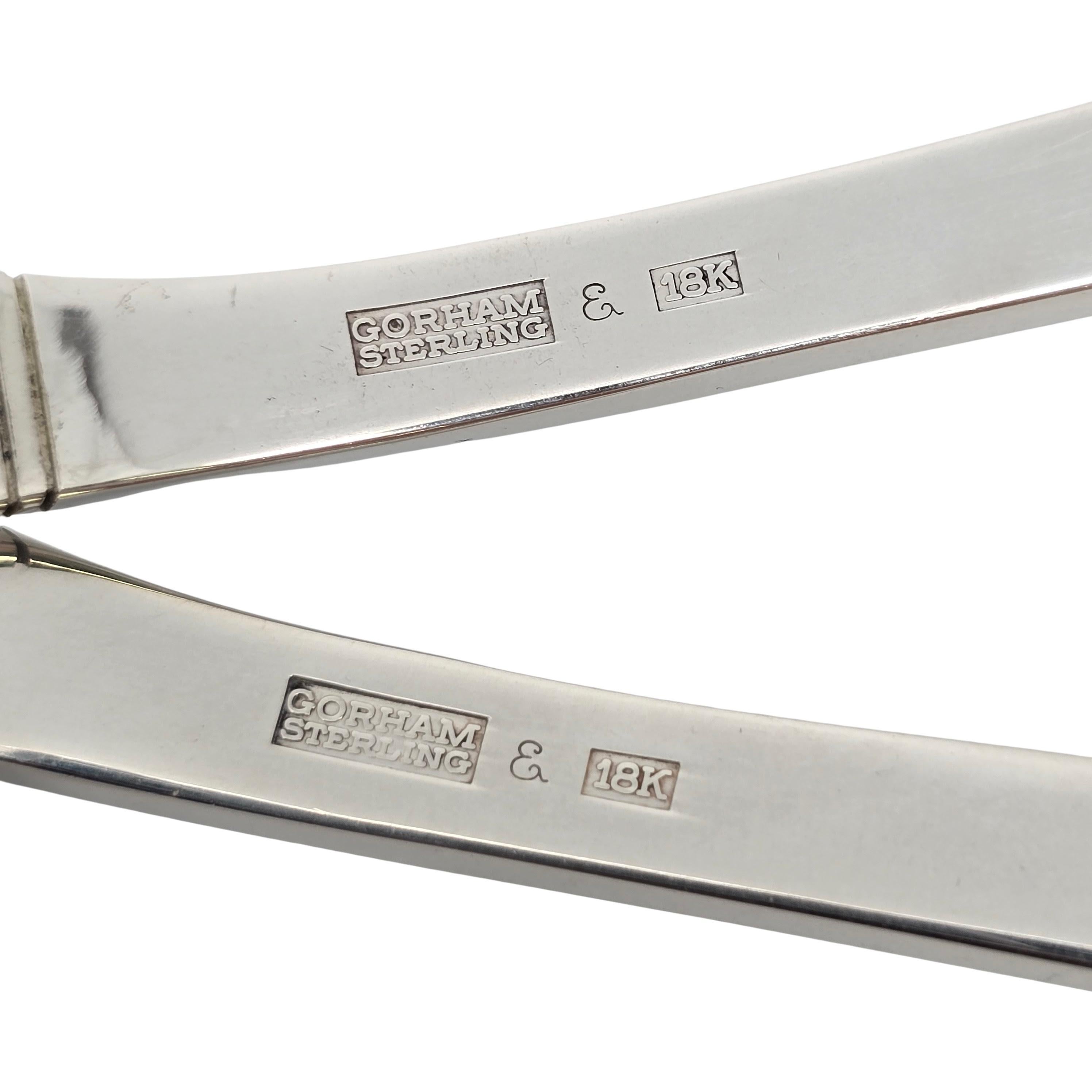 Set di forchette e cucchiai da insalata in argento sterling con punta d'oro di Gorham #18802 in vendita 5
