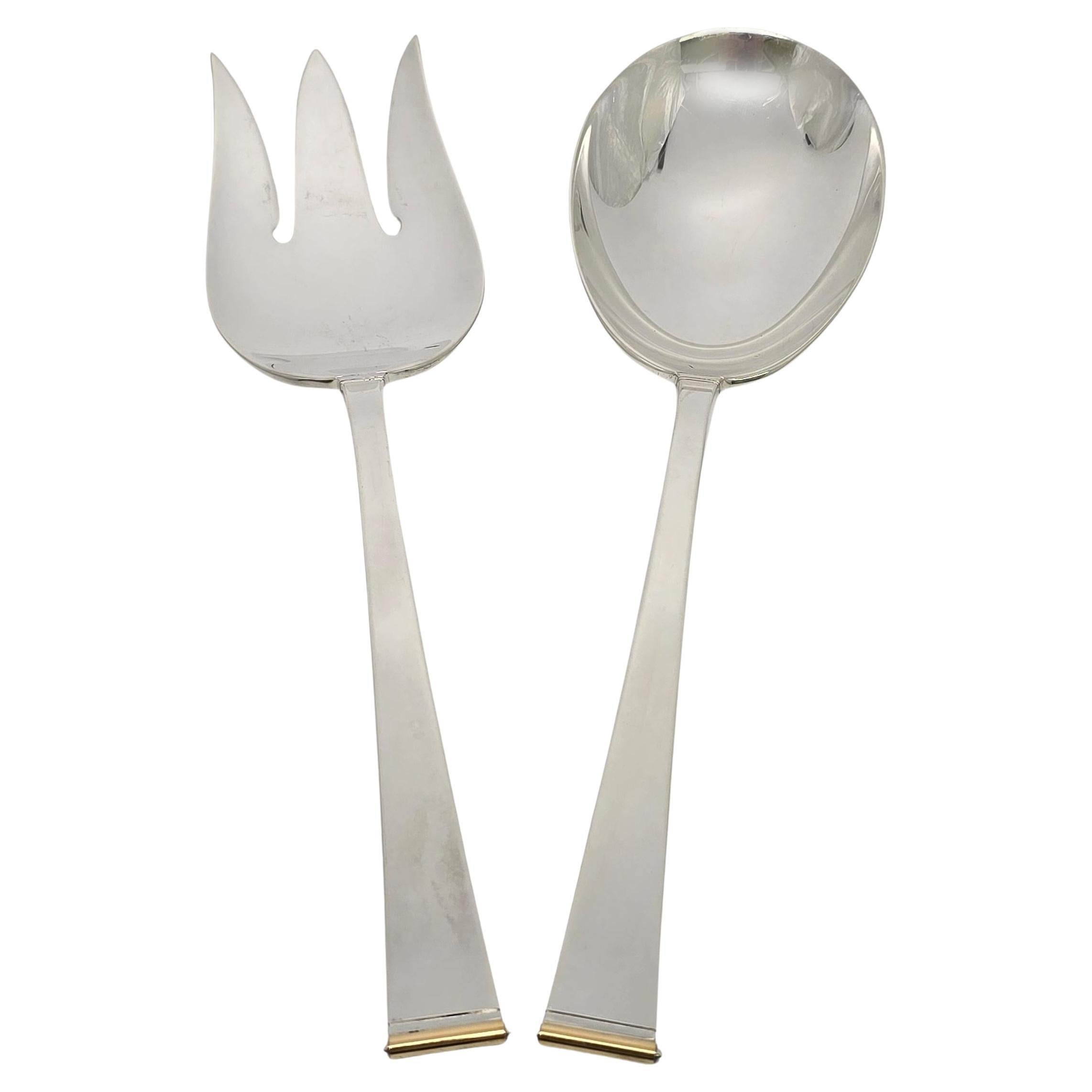 Set di forchette e cucchiai da insalata in argento sterling con punta d'oro di Gorham #18802