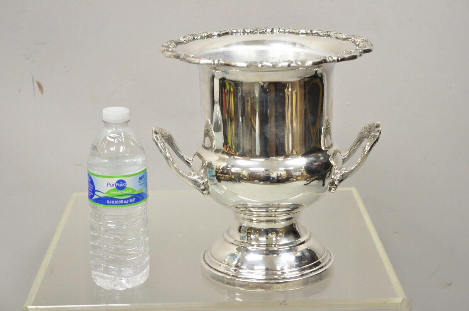 Gorham Heritage silver plated YH 343 Champagne Chiller wine ice bucket. Item features a removable aluminum liner, twin handles, original stamp, very nice vintage item, great style and form. Circa Mid 20th Century. Measurements: 10.25