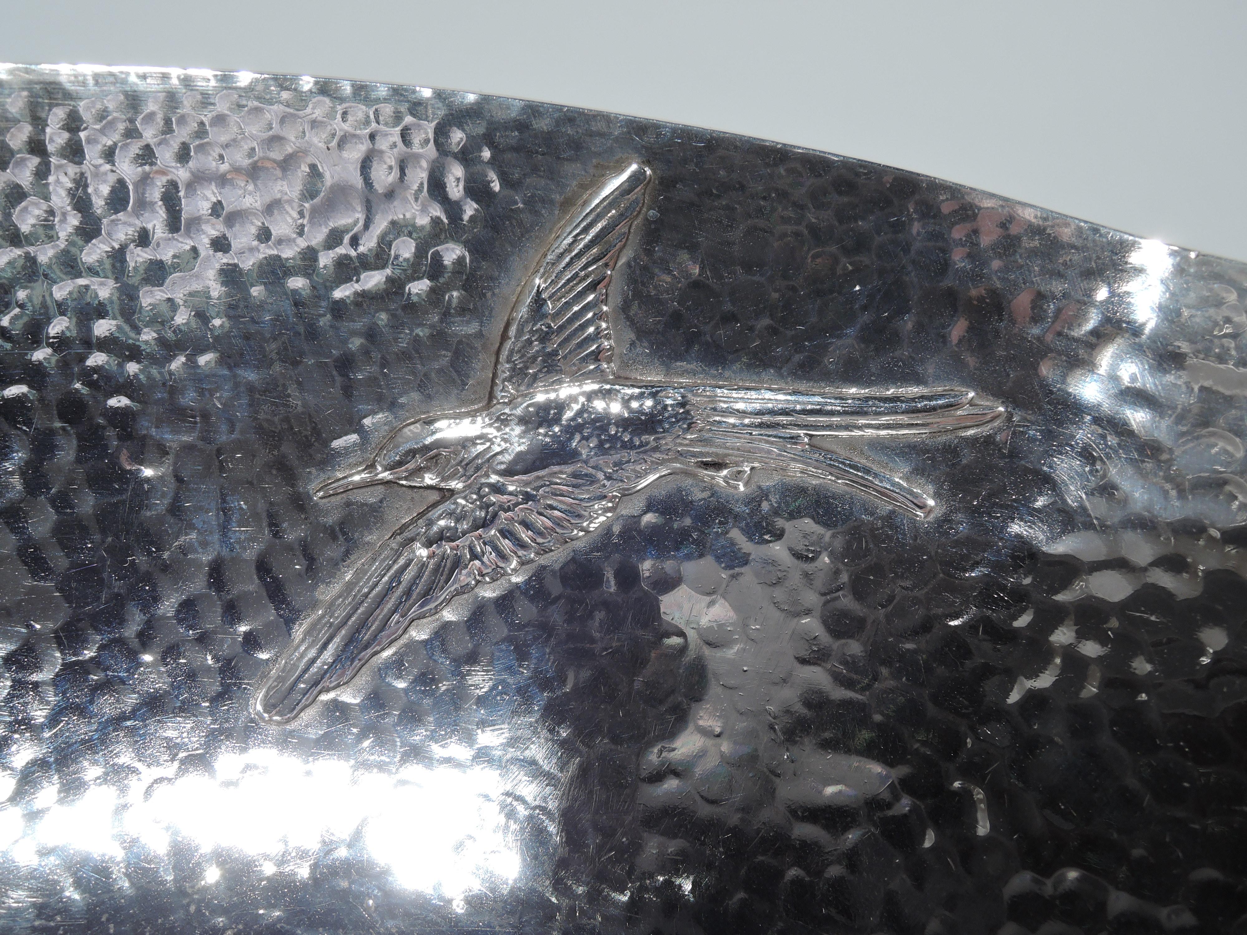 Gorham Japonesque Applied Hand-Hammered Sterling Silver Hummingbird Bowl 1