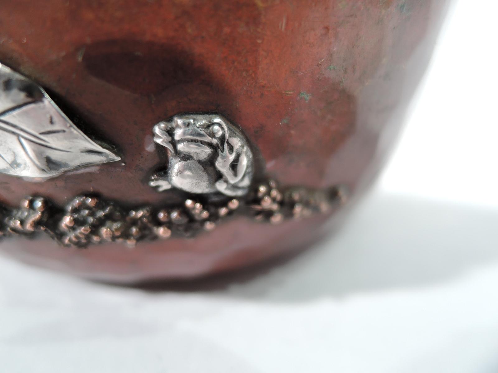 Gorham Japonesque Copper and Silver Mixed Metal Bird and Butterfly Bowl 3