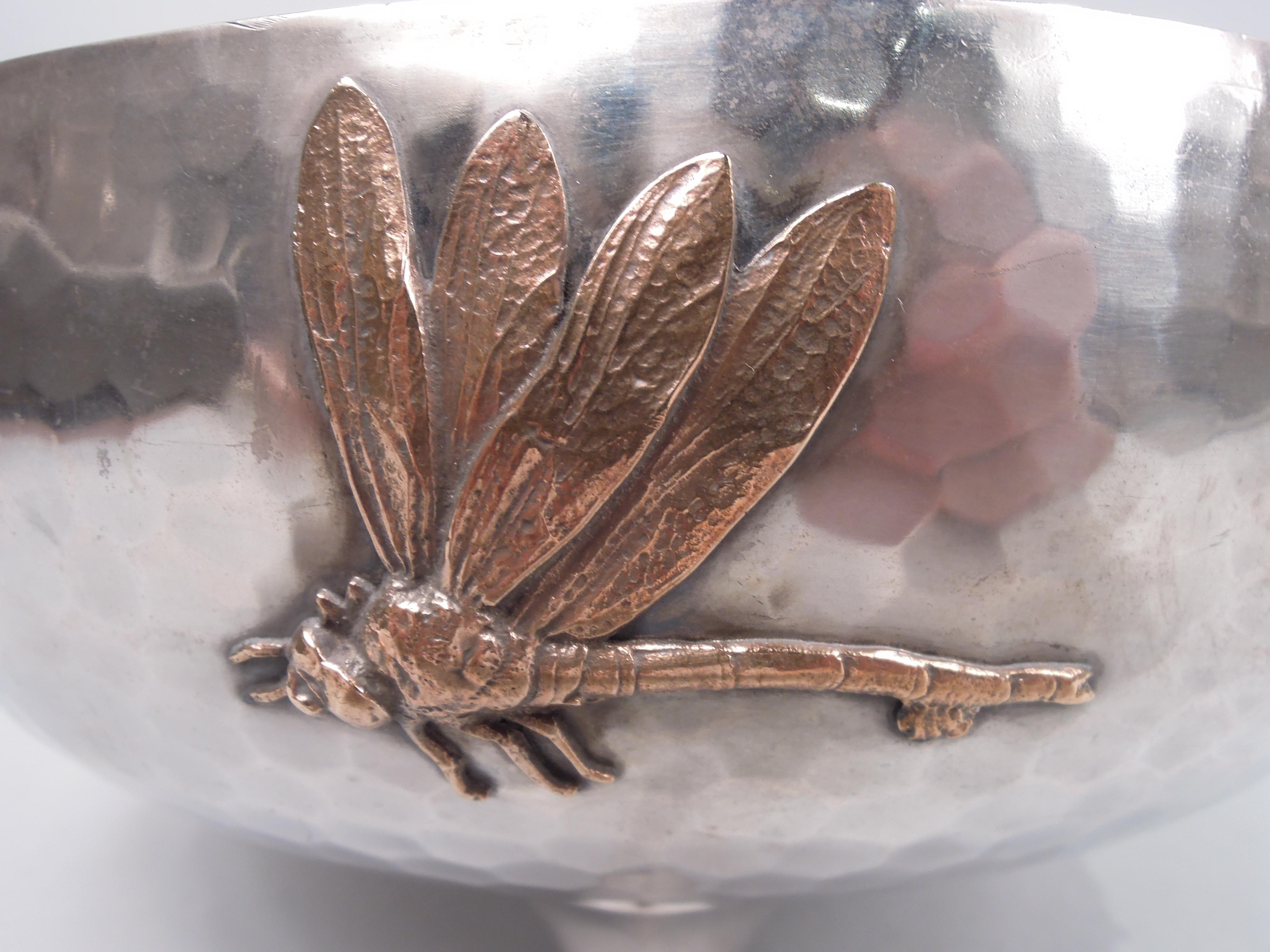 Gorham Japonesque Hand-gehämmert gemischten Metall Libelle Schüssel, 1883 im Angebot 1
