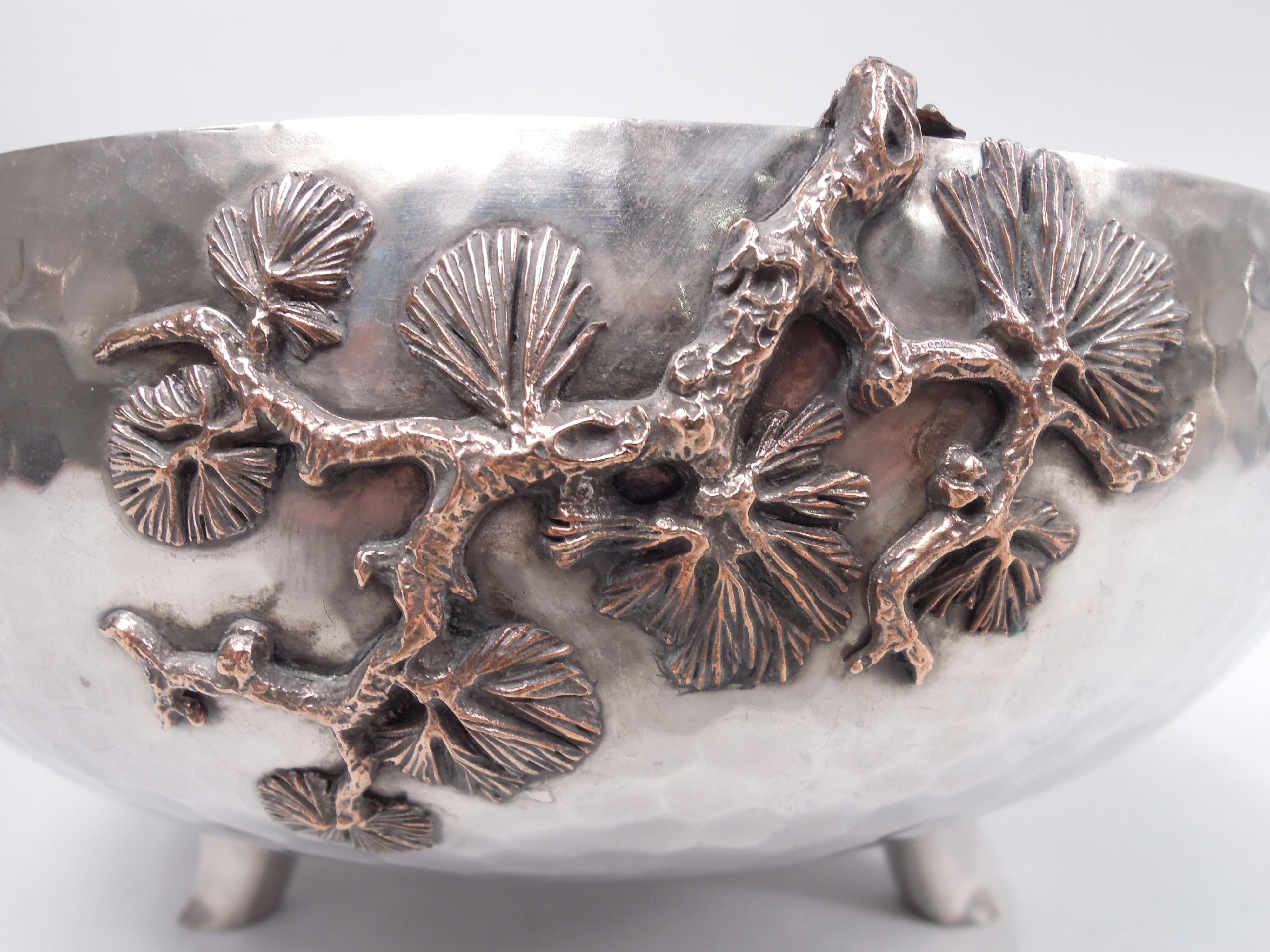 Gorham Japonesque Hand-Hammered Mixed Metal Dragonfly Bowl, 1883 For Sale 3