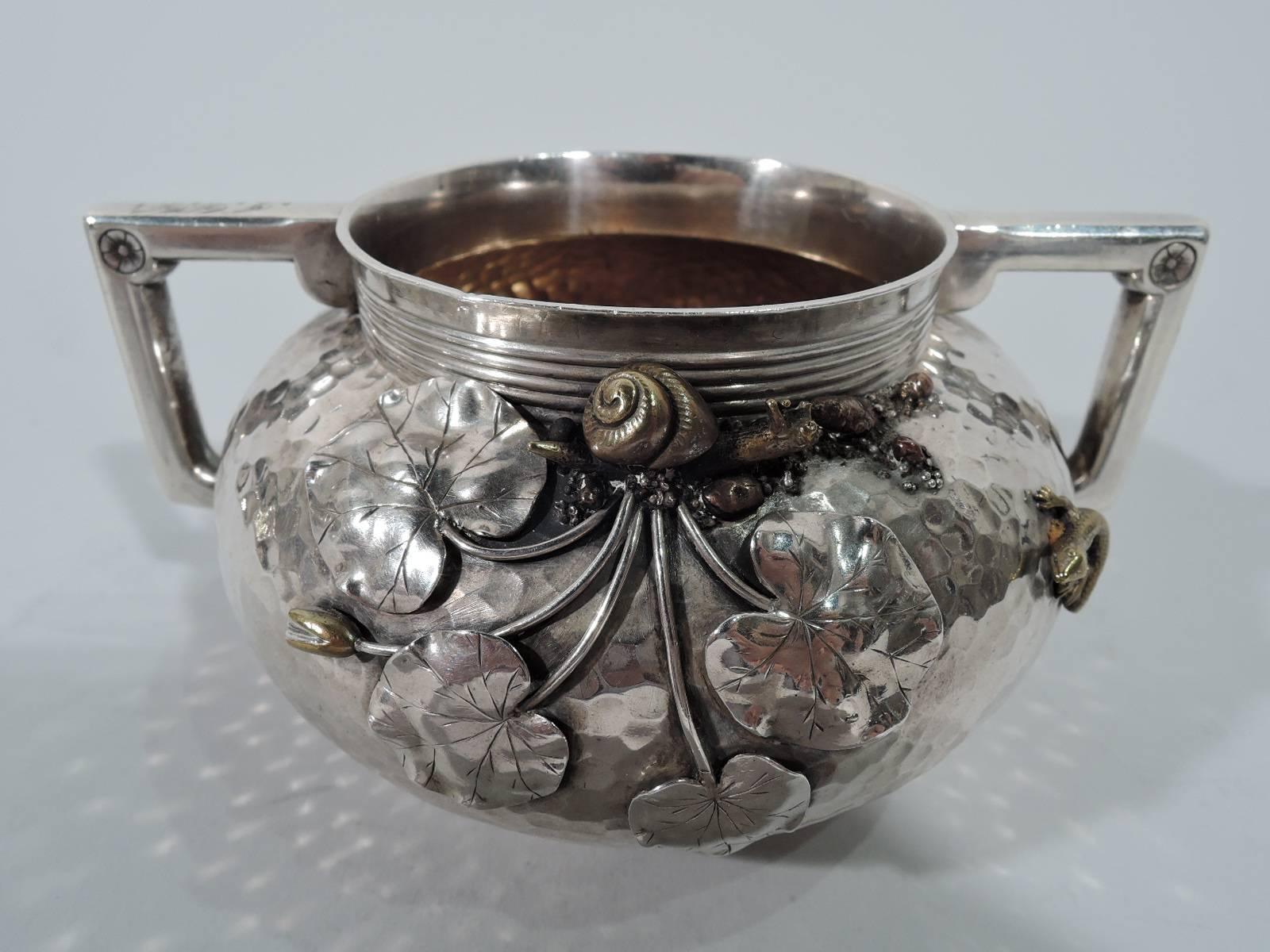 Gorham Japonesque Hand-Hammered Sterling Silver and Mixed Metal Tea Set 3