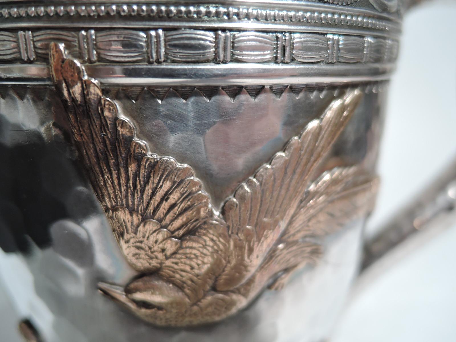 Gorham Japonesque Mixed Metal 2-Handled Cup with Crane & Butterflies In Excellent Condition In New York, NY