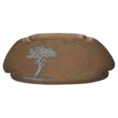 Gorham Japonesque Mixed Metal Bird & Butterfly Copper Tray, 1882