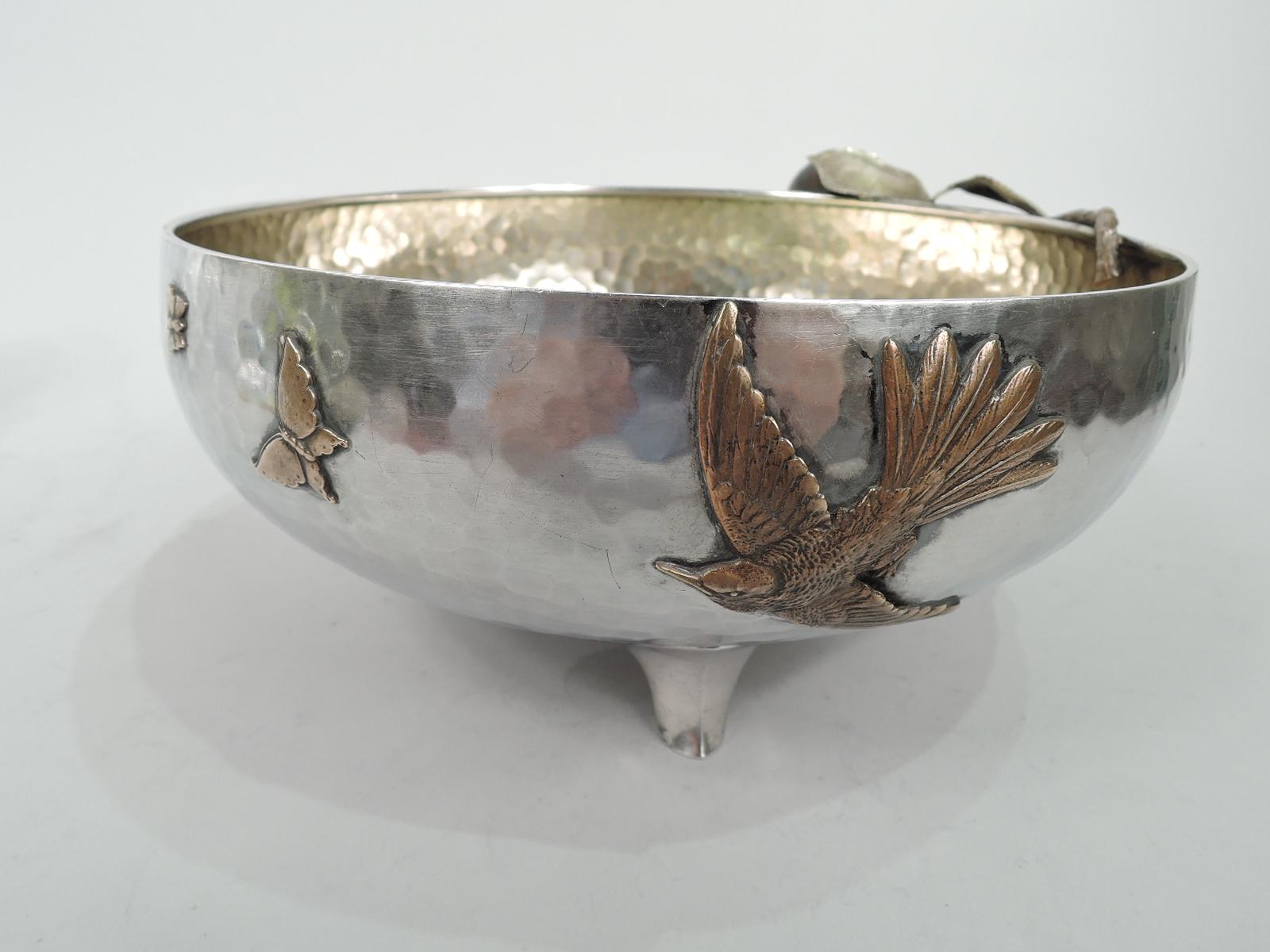 Japonisme Gorham Japonesque Mixed Metal Bowl with Fruiting Apple Branch For Sale