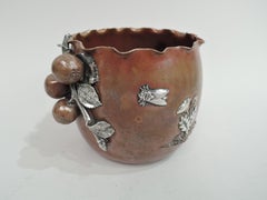 Gorham Japonesque Mixed Metal Copper Brush Pot with Cherry Branch