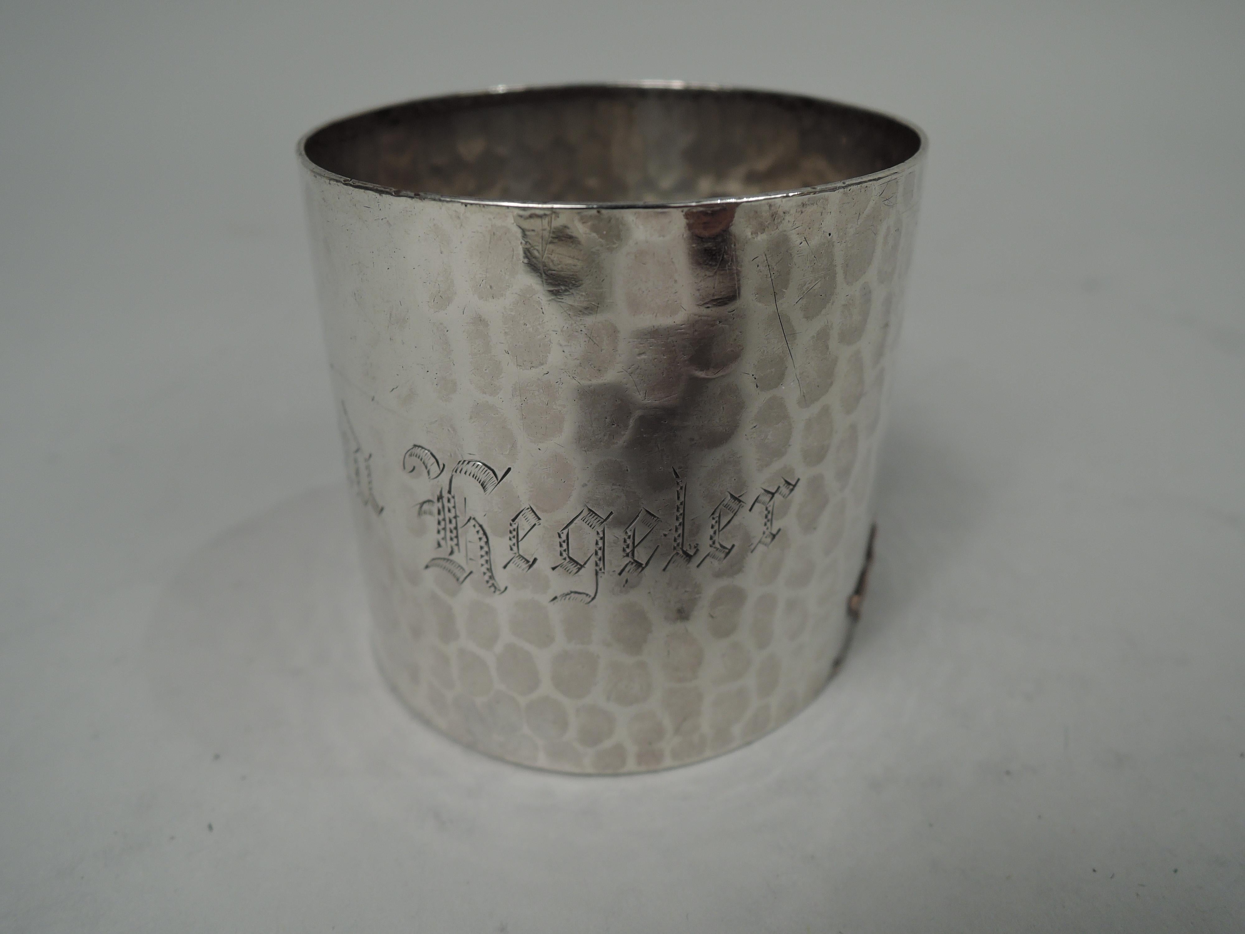 American Gorham Japonesque Mixed Metal Hand Hammered Napkin Ring, 1882 For Sale