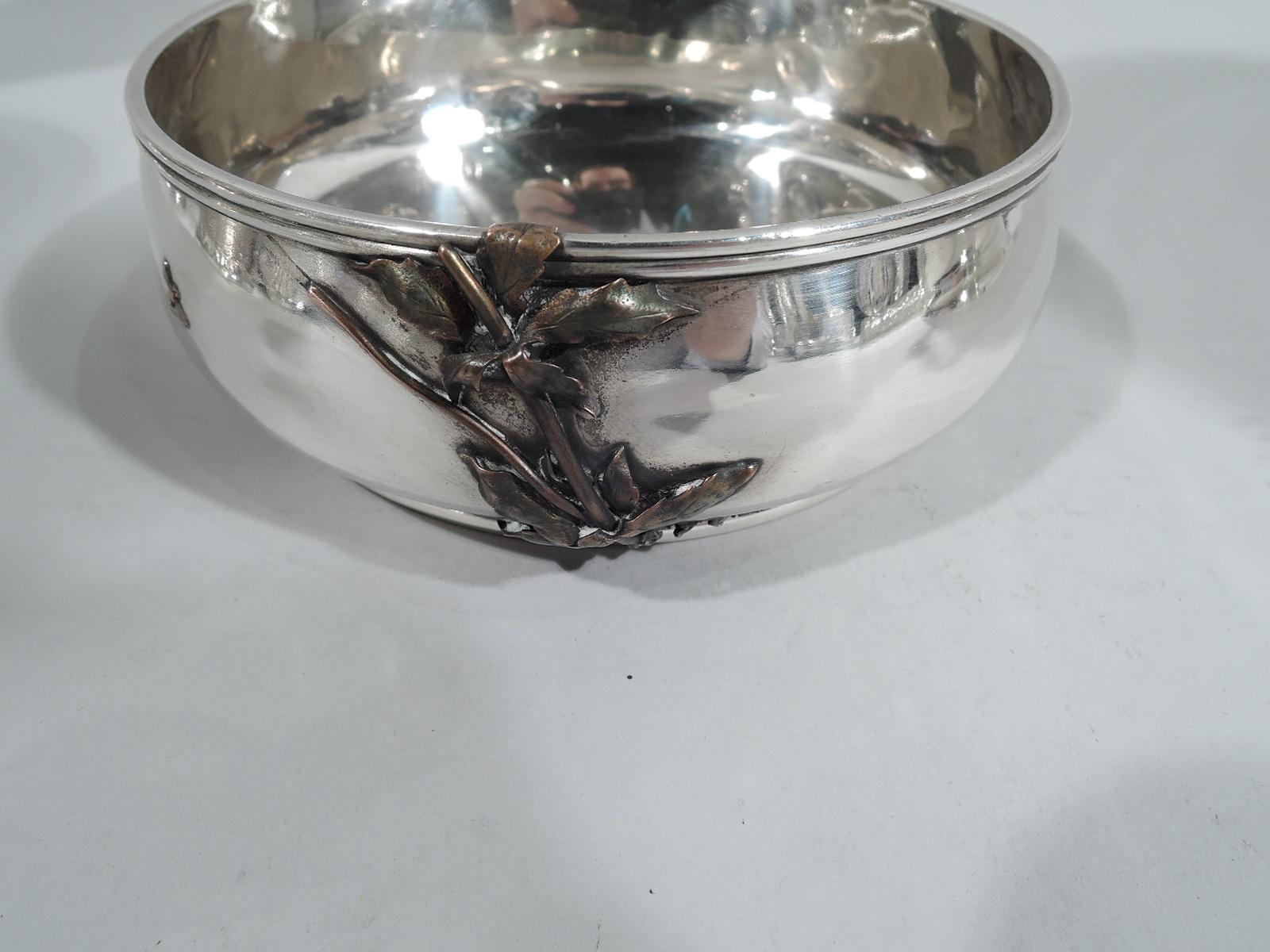 North American Gorham Japonesque Mixed Metal & Sterling Silver Fisherman Bowl For Sale