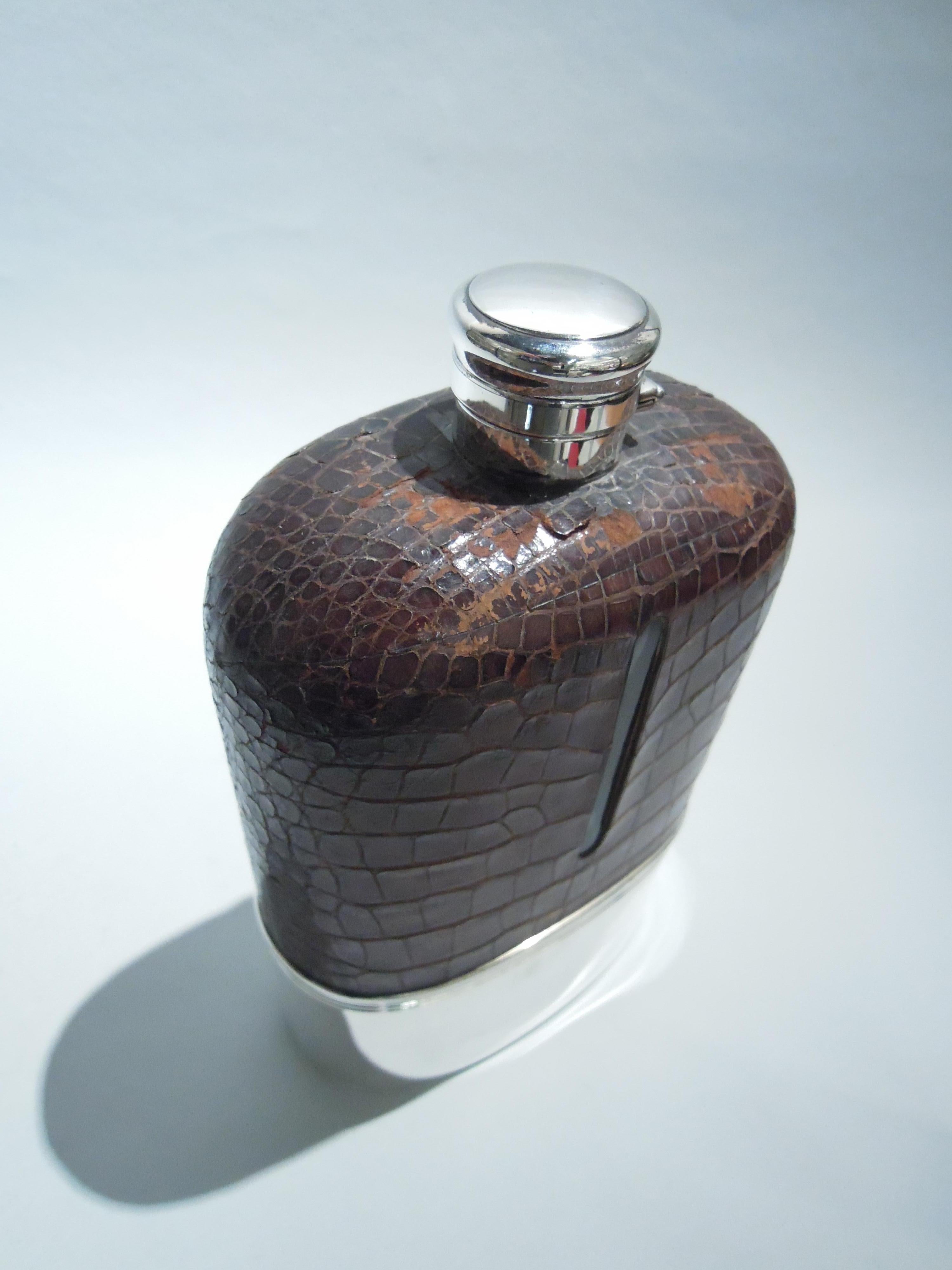 Victorian Gorham Jumbo Sterling Silver & Leather Safari Flask, 1896 For Sale