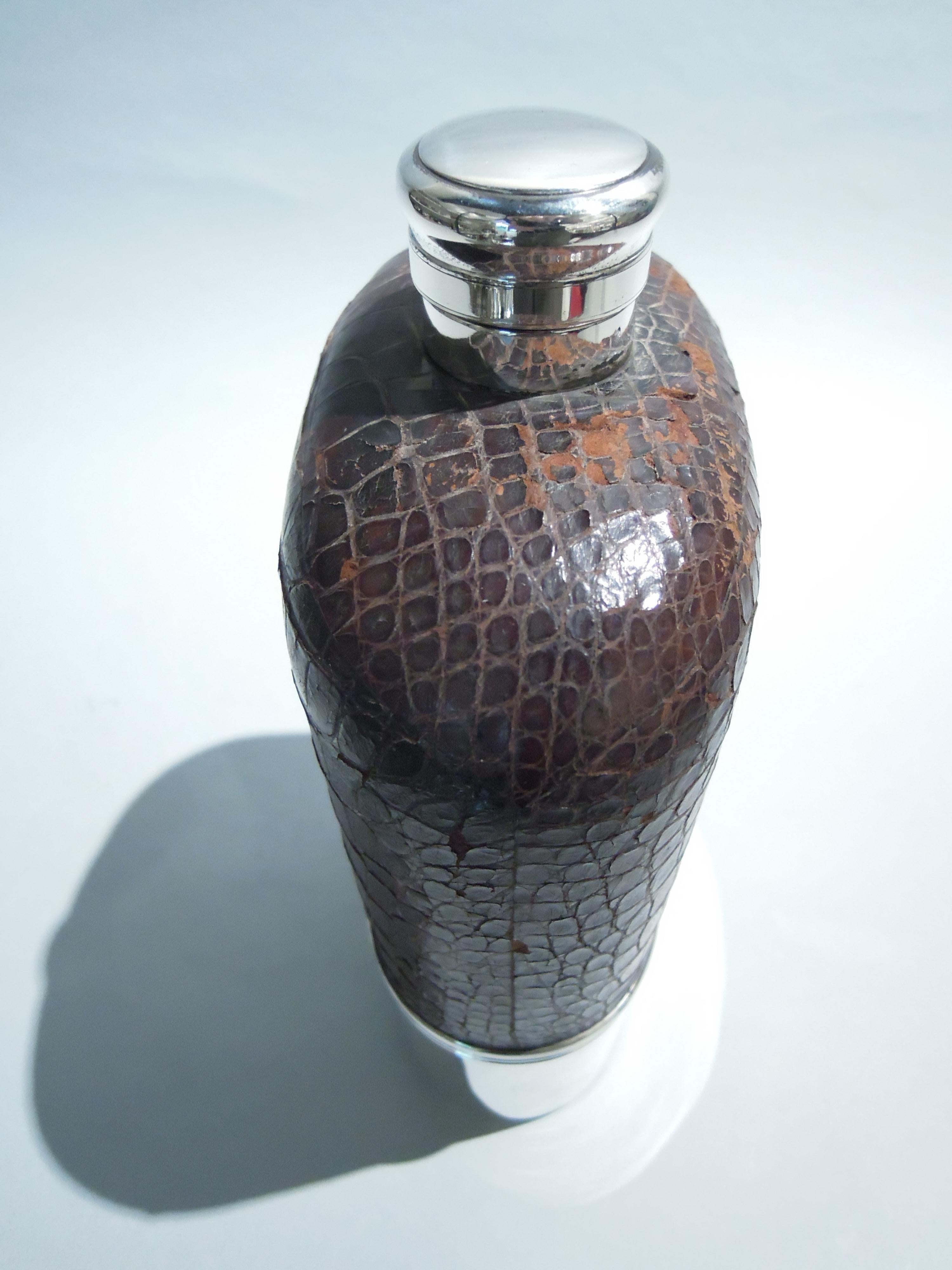 American Gorham Jumbo Sterling Silver & Leather Safari Flask, 1896 For Sale