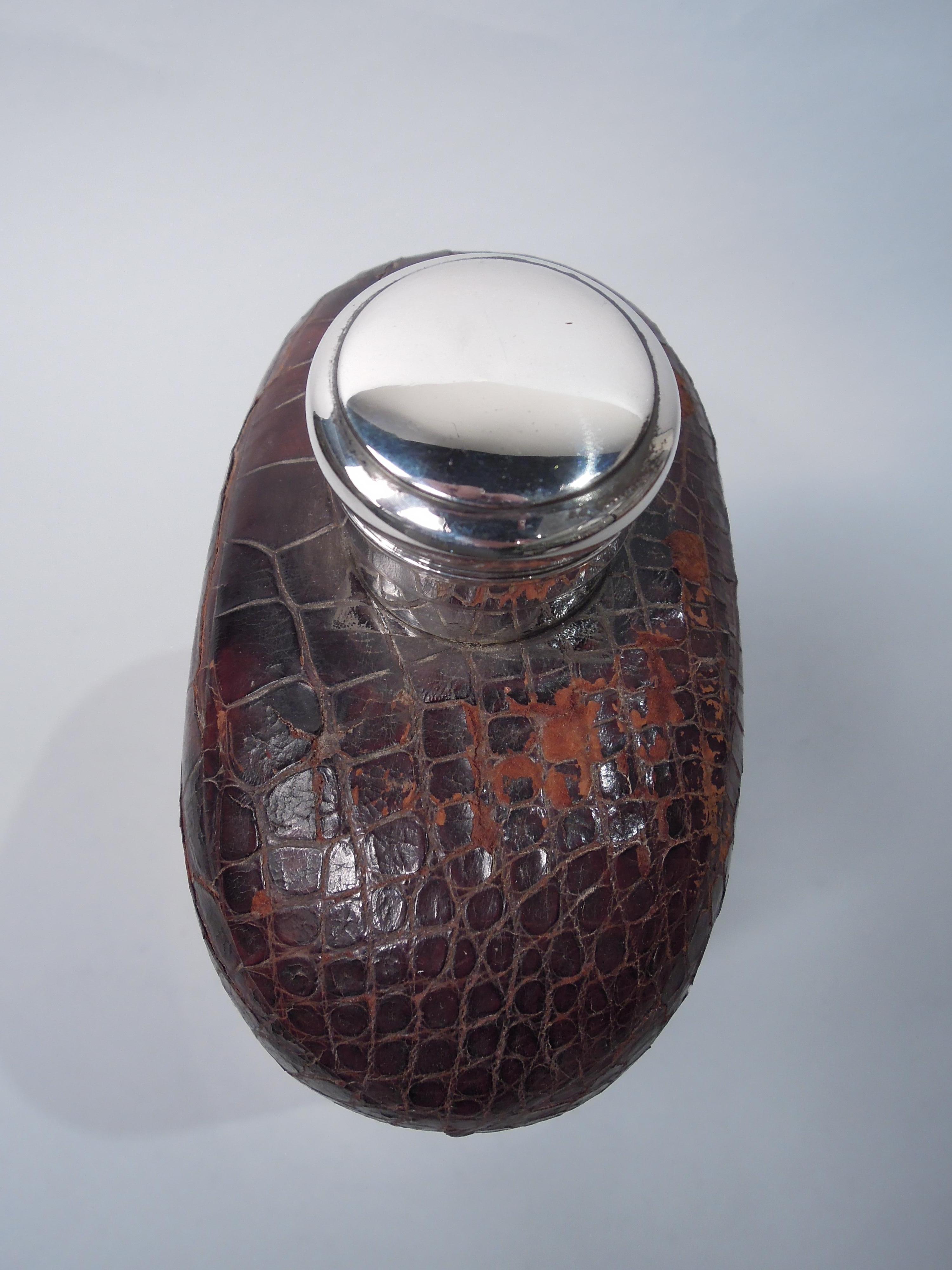 Late 19th Century Gorham Jumbo Sterling Silver & Leather Safari Flask, 1896 For Sale