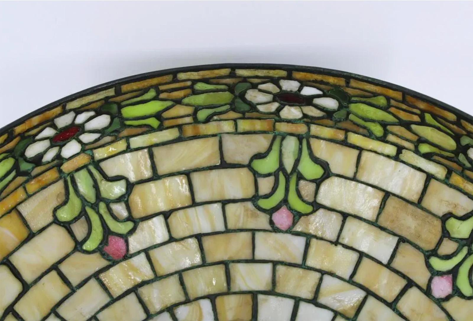 Bronze Gorham Leaded Glass Table Lamp For Sale