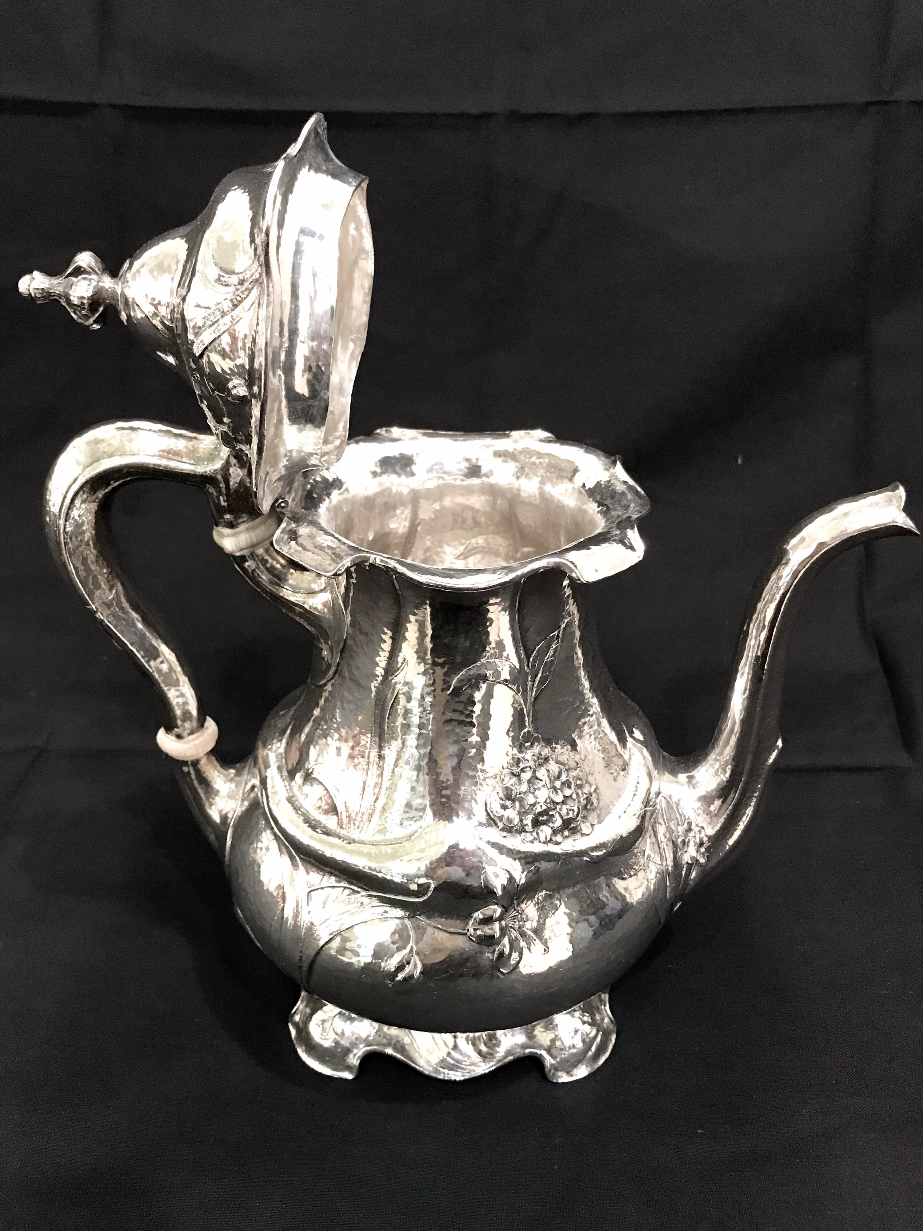 Martele by Gorham Silver Six Piece Coffee and Tea Service with Tray 1905-1907 For Sale 2