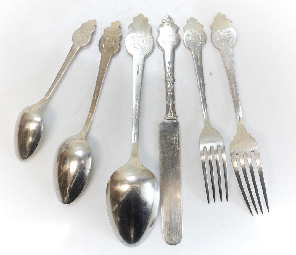 Gorham Mfg Co Sterling Silver 6 Piece Service for 12 in Medallion, Issued 1864 In Good Condition In Pasadena, CA