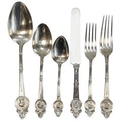 Gorham Mfg Co Sterling Silver 6 Piece Service for 12 in Medallion, Issued 1864