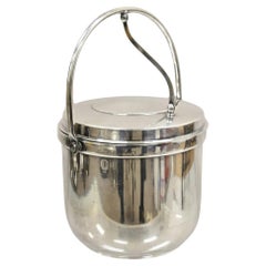 Cubitera Gorham de mediados del siglo XX con tapa abatible y forro de cristal