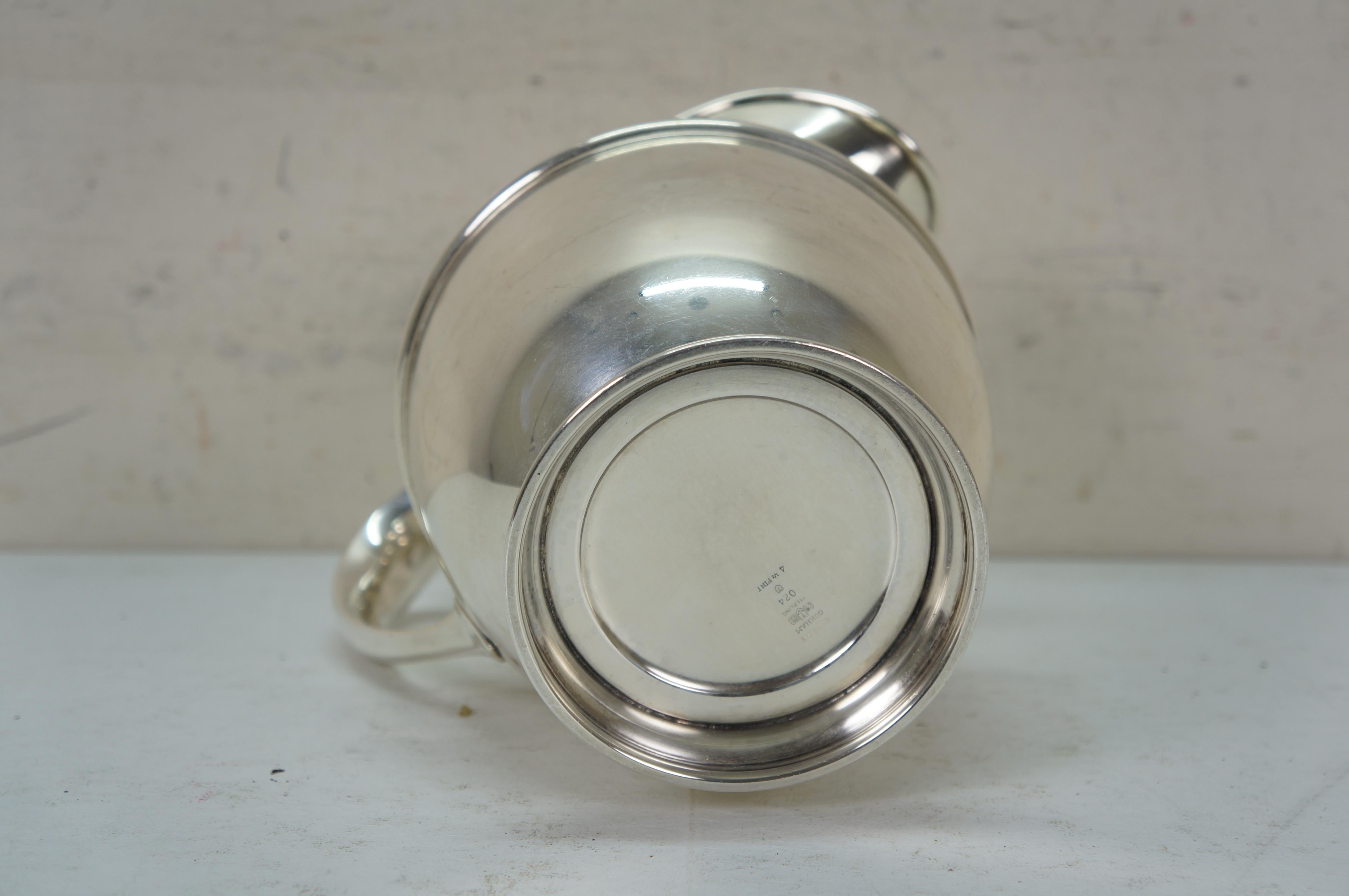 Gorham Mitte des Jahrhunderts Sterling Silber Georgian Wasser Krug 4,5 Pints 727g 9