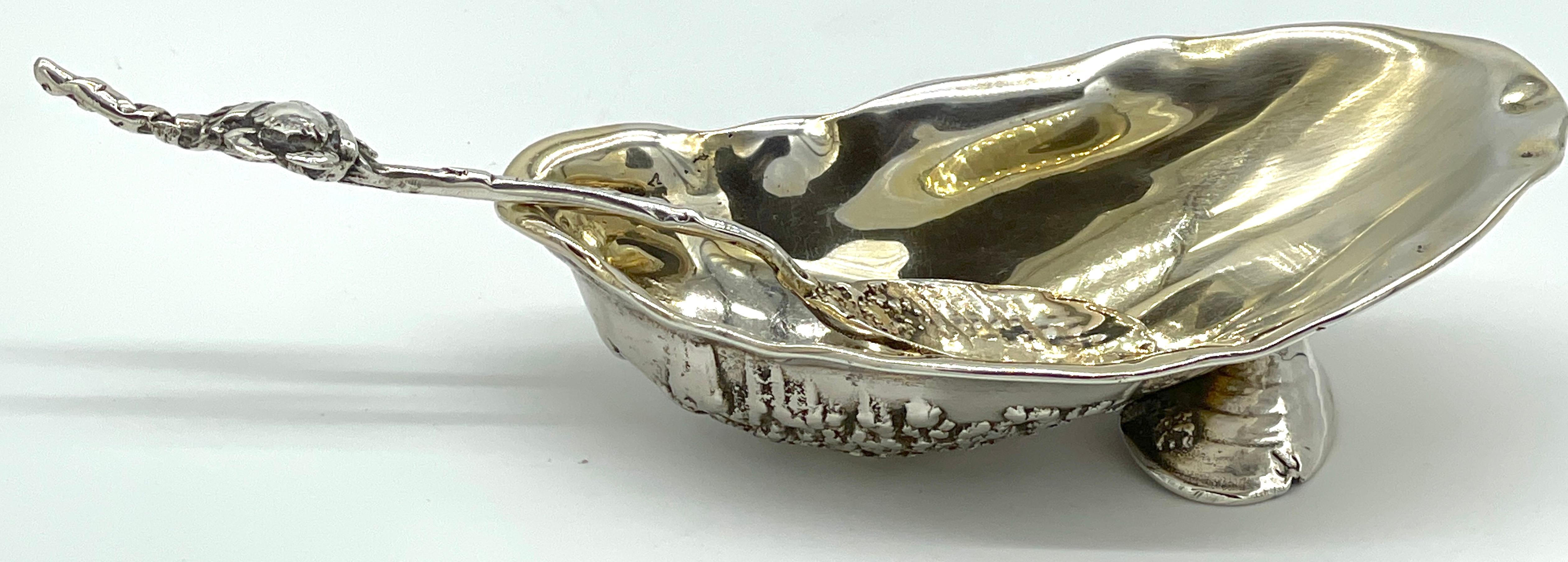 Gorham 'Narragansett' Gold Washed Sterling Shell Dish & Figural Crab Spoon  For Sale 8