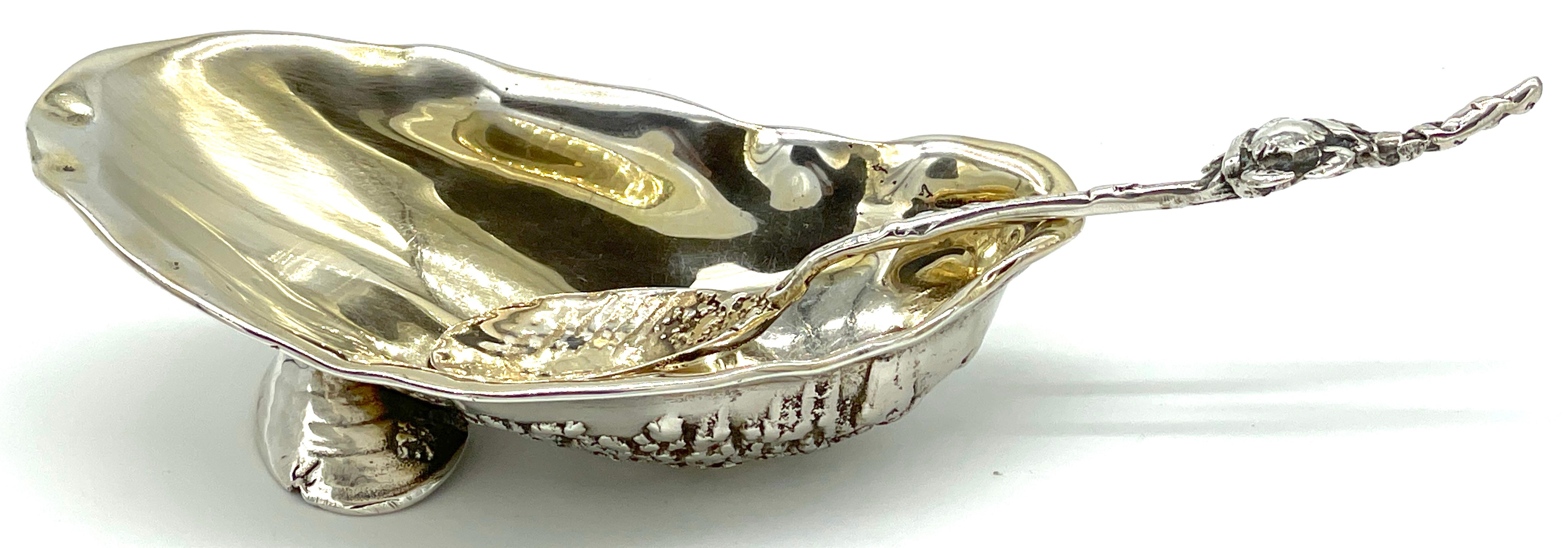 Plat en coquillage lavé à l'or et cuillère à crabe figurative Narragansett de Gorham  en vente 9