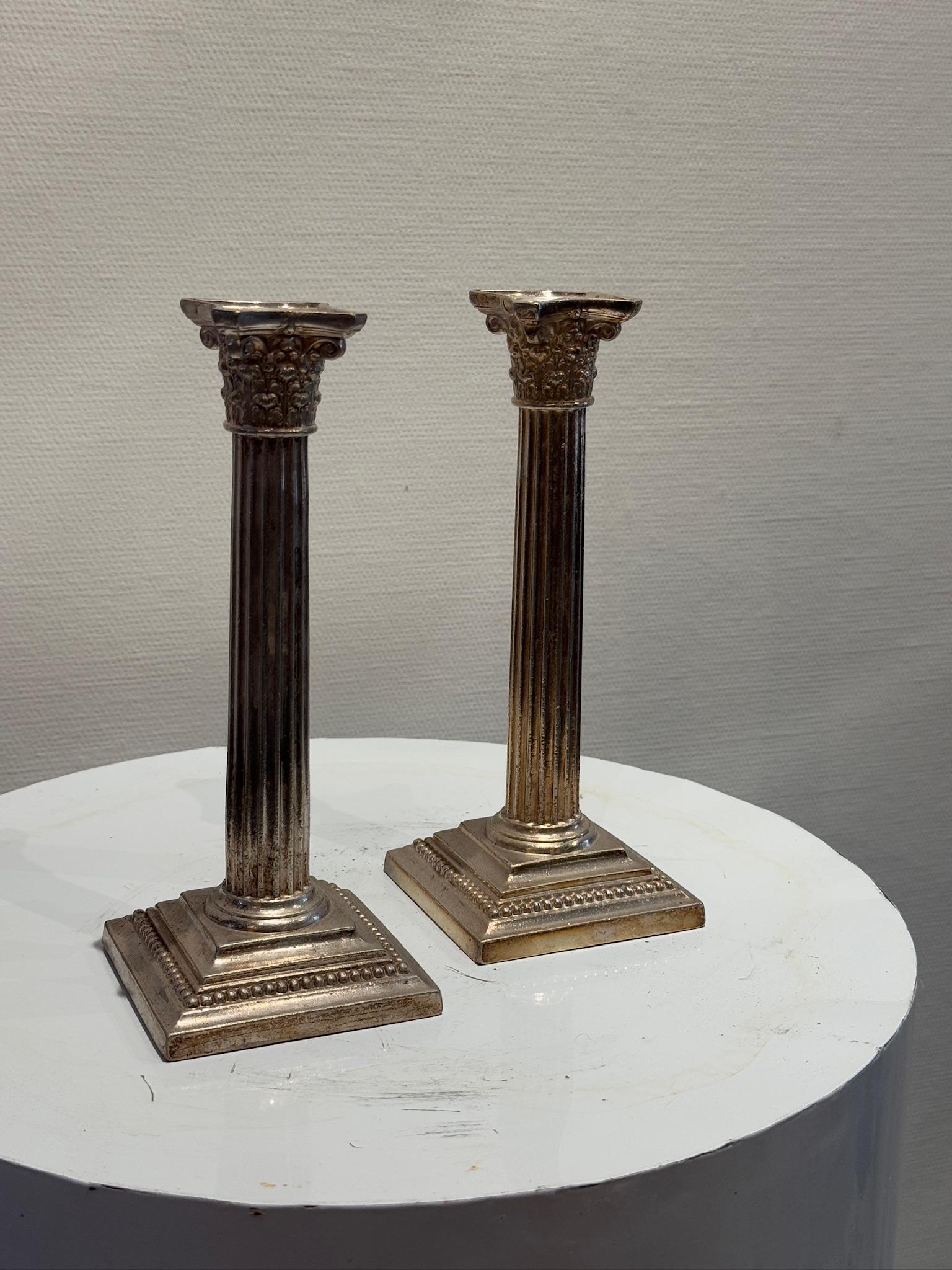 19th Century Gorham Neoclassical Corinthian Column Candlesticks for Broadmoor Hotel For Sale