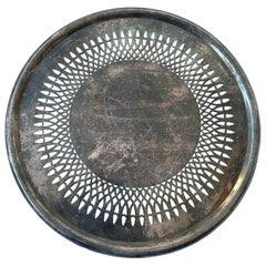 Gorham Newport Silver Plate 8" Round Footed Reticulated Trivet