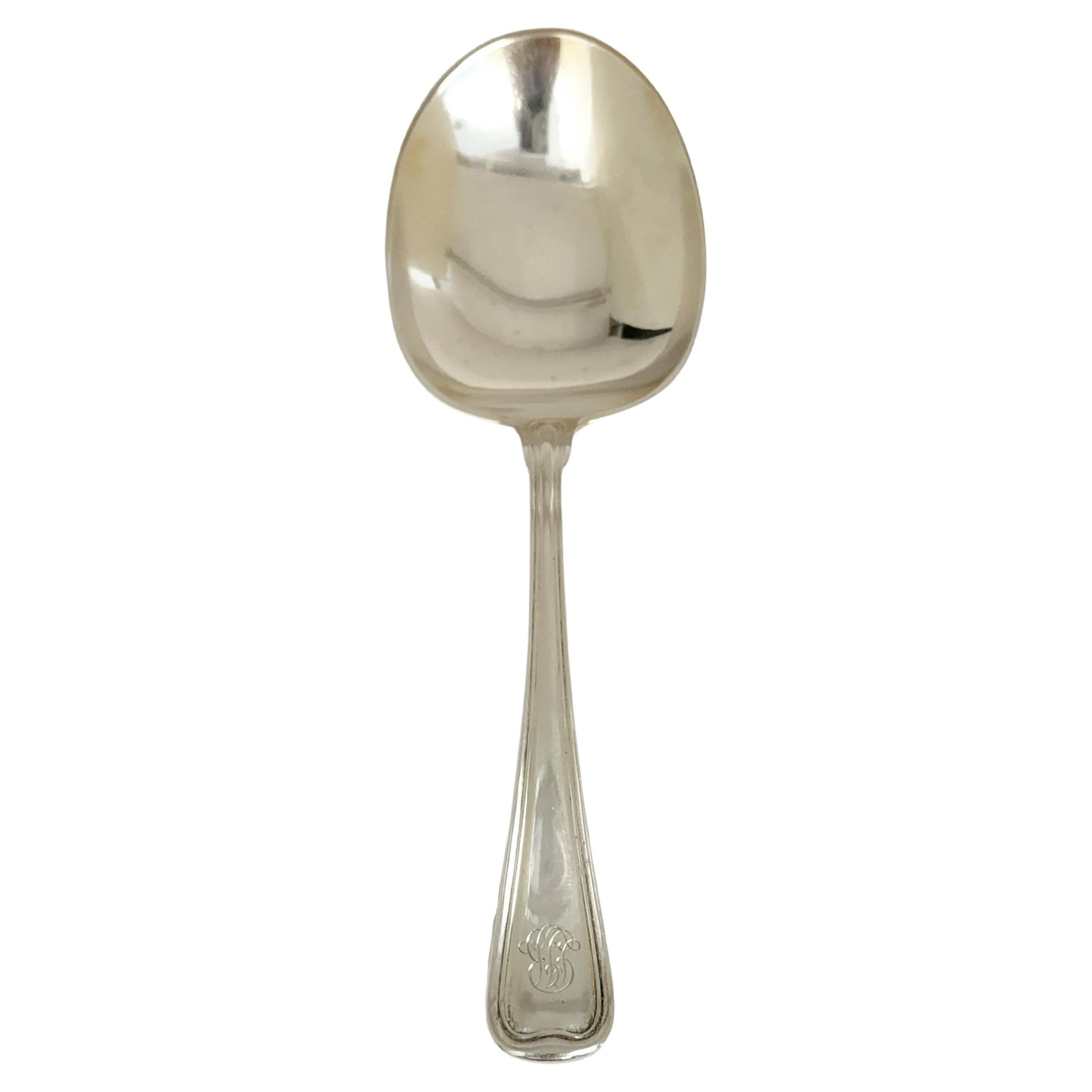 Gorham Old French Sterling Silver Solid Large Berry Serving Spoon with Monogram For Sale