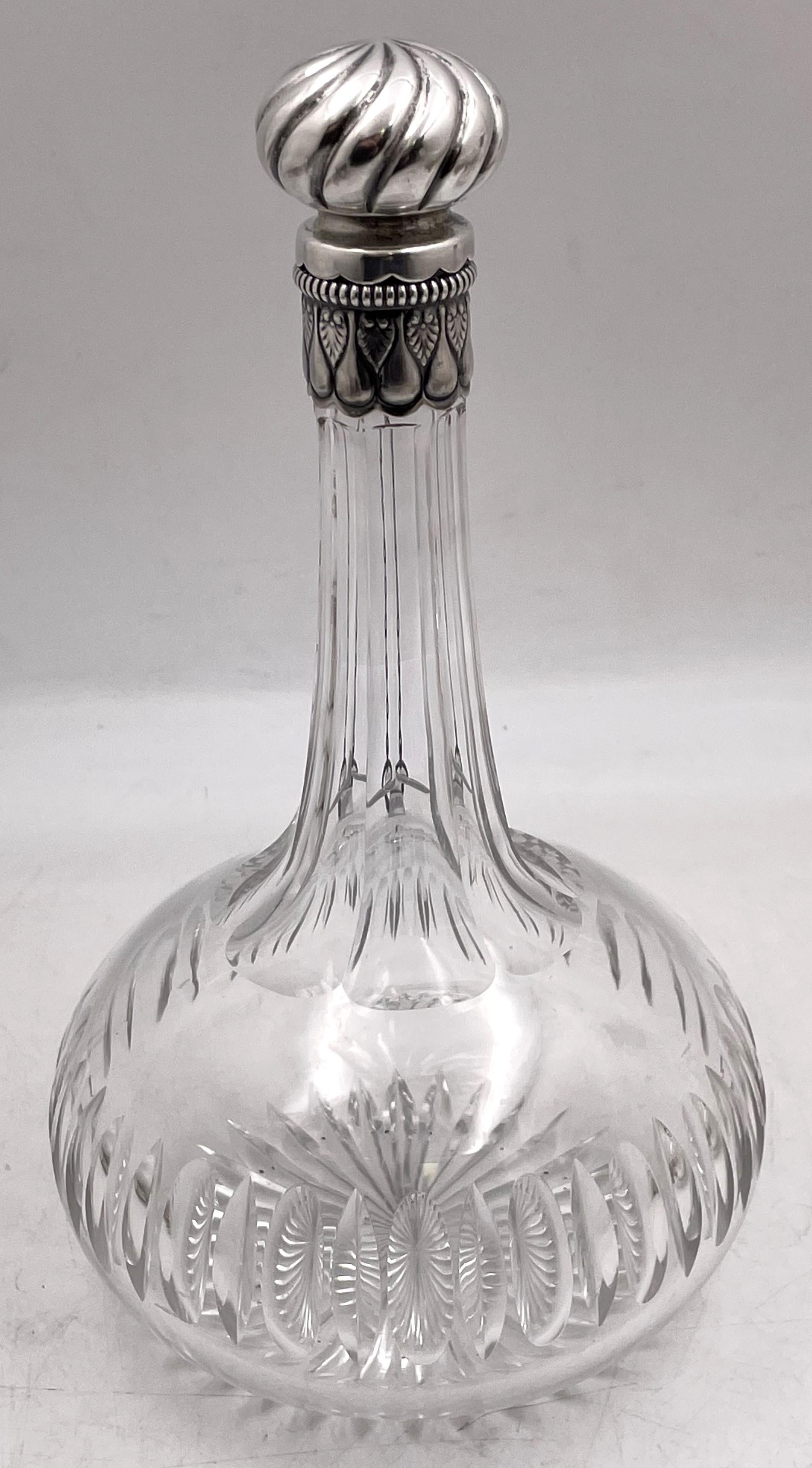 Moresco Gorham Coppia di decanter in argento sterling del 1887 in un raro stile moresco/moresca in vendita