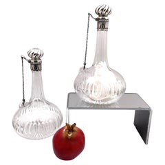 Gorham Pair of 1887 Sterling Silver Decanters in Rare Moorish/ Moresque Style