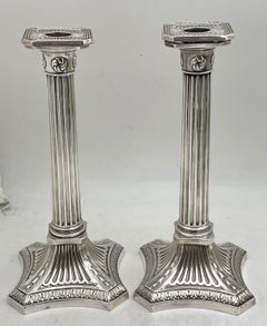 Gorham Pair of Sterling Silver 1894 Tall Corinthian Column Candlesticks