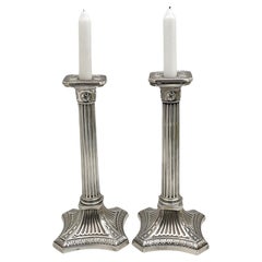 Antique Gorham Pair of Sterling Silver 1894 Tall Corinthian Column Candlesticks