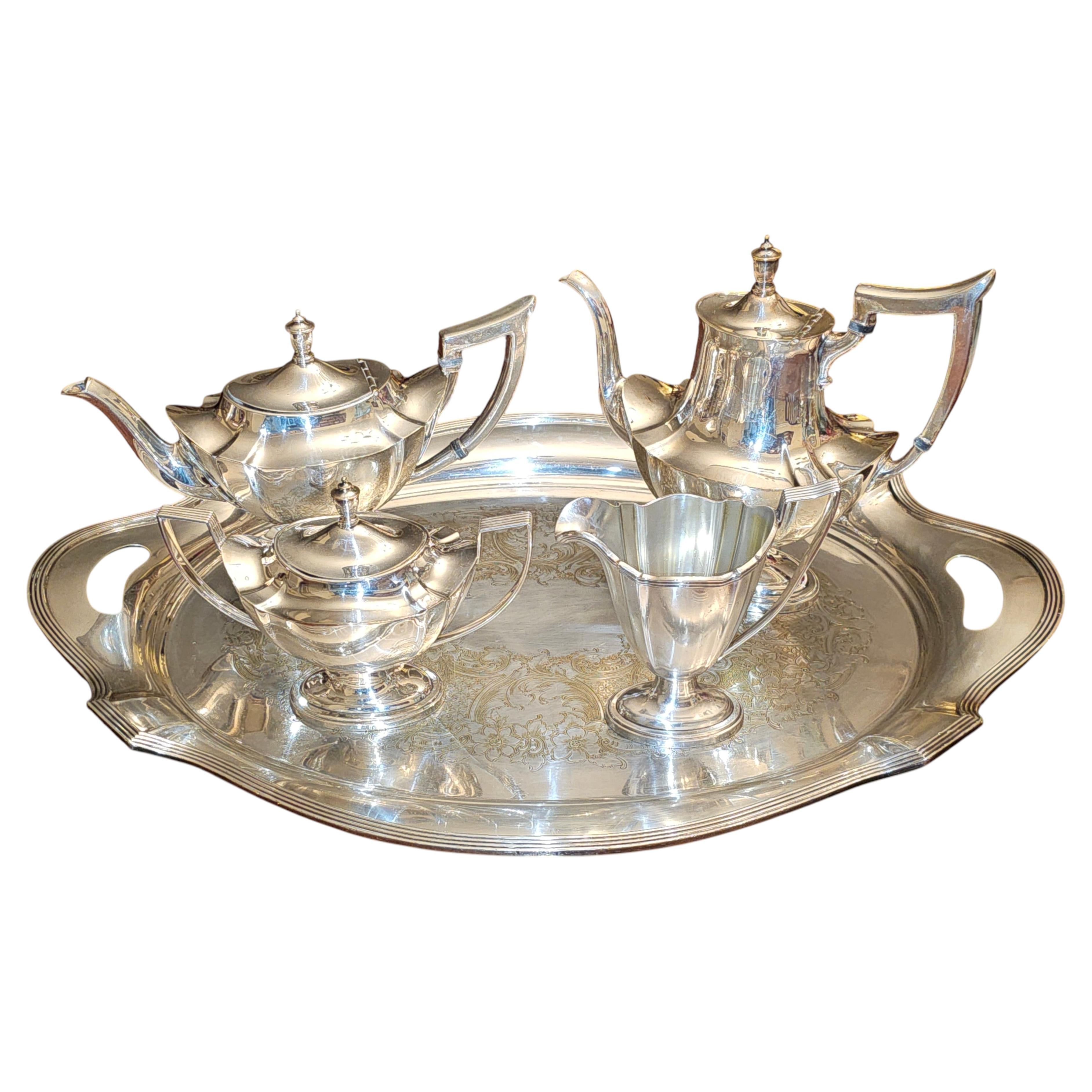 Gorham 'Plymouth' Pattern Five Piece Silver Plate Tea Service , Circa 1910s For Sale