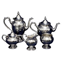 Set da tè e caffè Gorham Puritan 5 pezzi in argento, peso totale 69,75