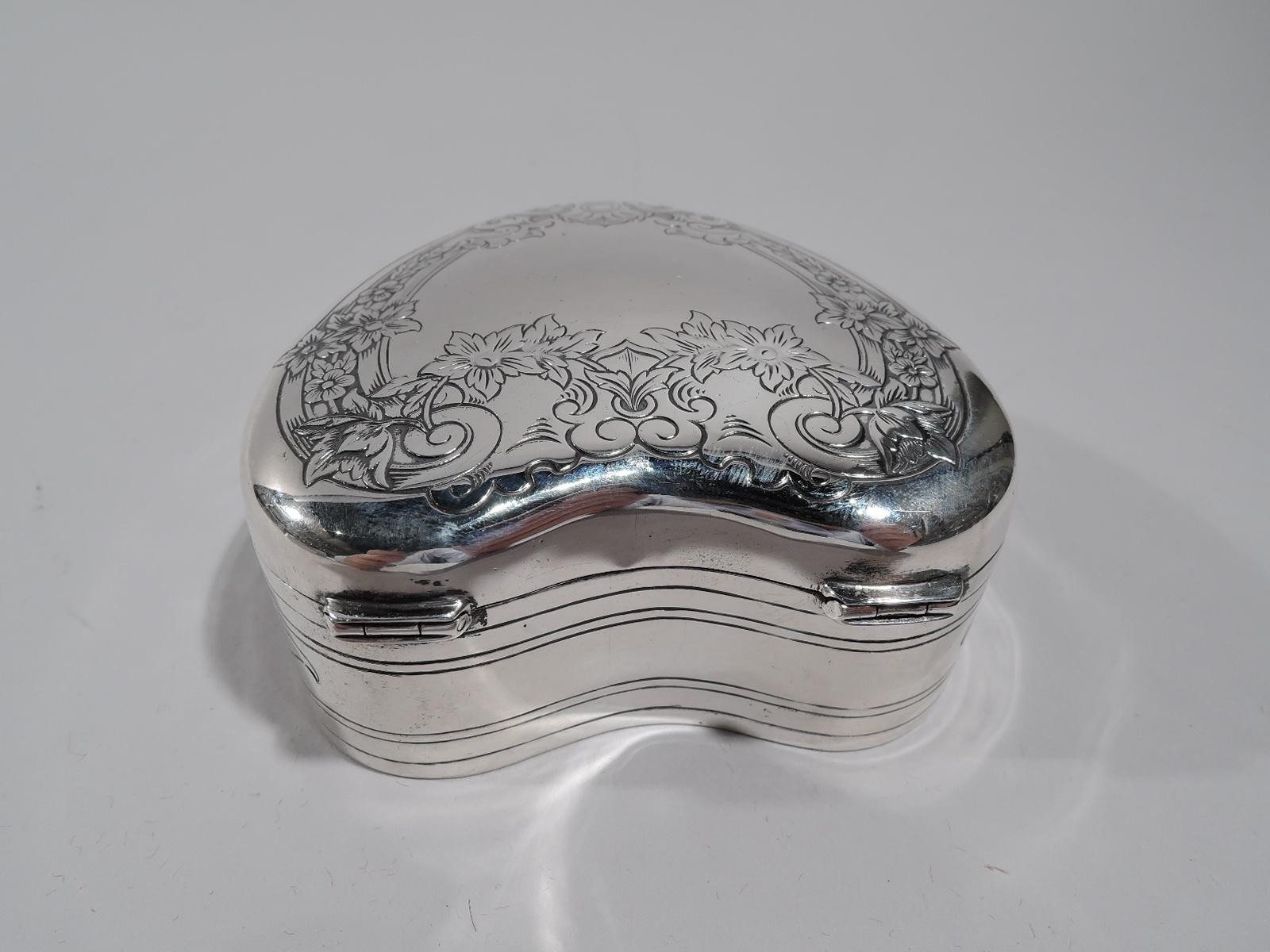 Edwardian Gorham Romantic Sterling Silver Heart-Shaped Jewelry Box