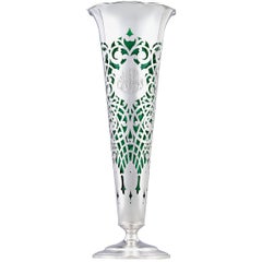 Gorham Silver and Green Glass Vase