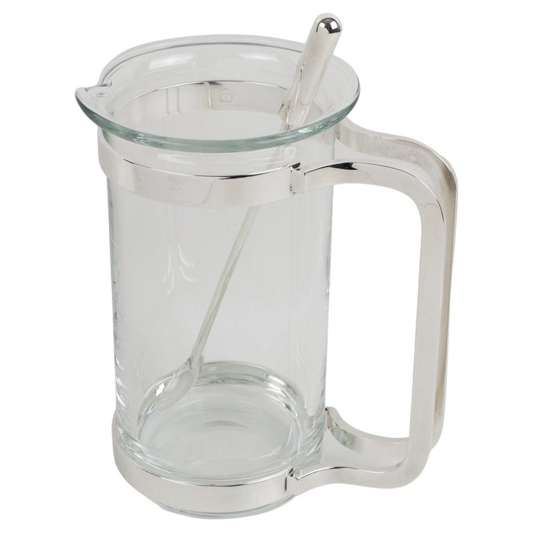 Gorham Silver Plate and Glass Barware Cocktail Martini Pitcher For Sale