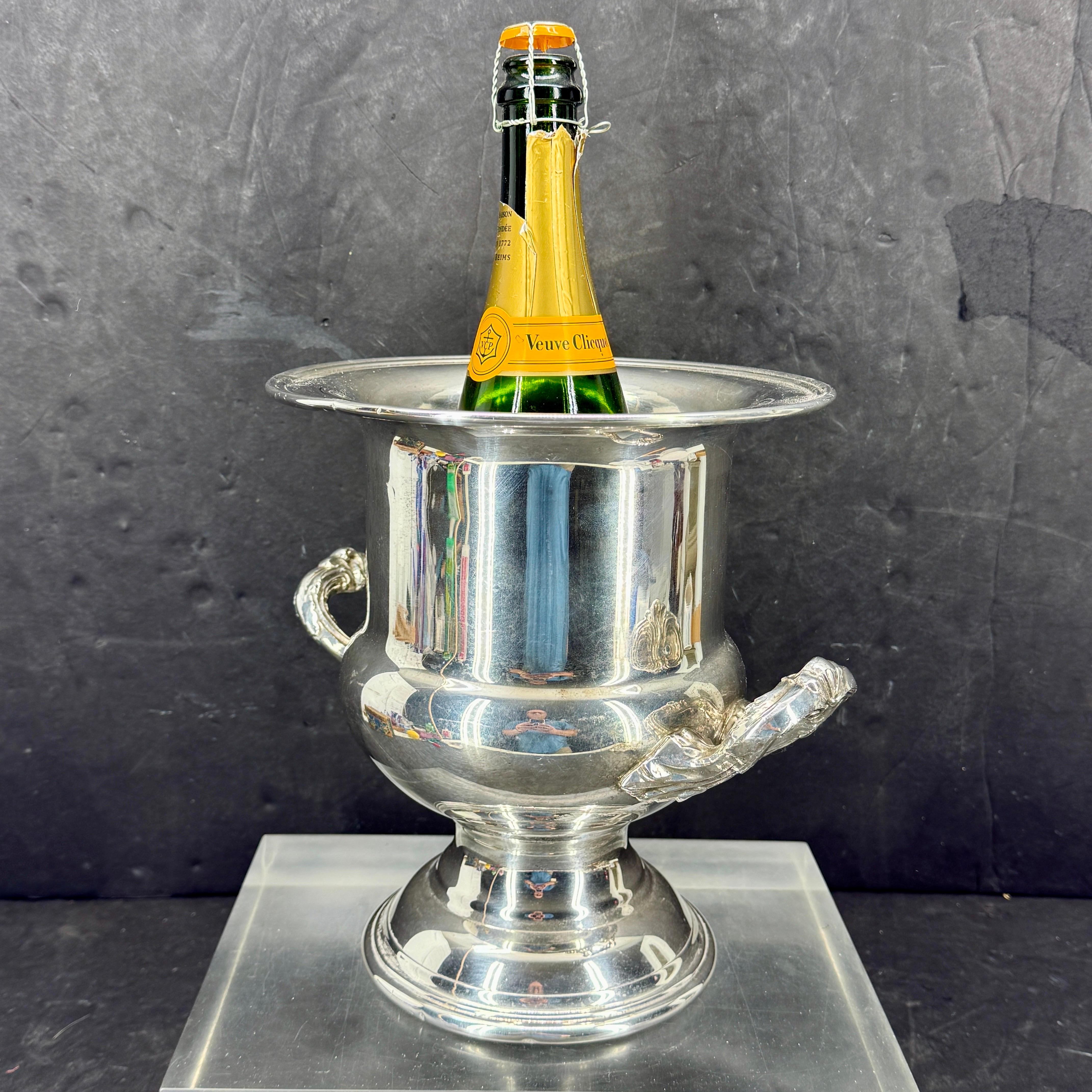 Hand-Crafted Gorham Silver Plate Wine Champagne Cooler Holder with Handles For Sale