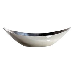 Gorham Silver Plate Serving Dish Oval Canoe Bowl Modern Midcentury Design