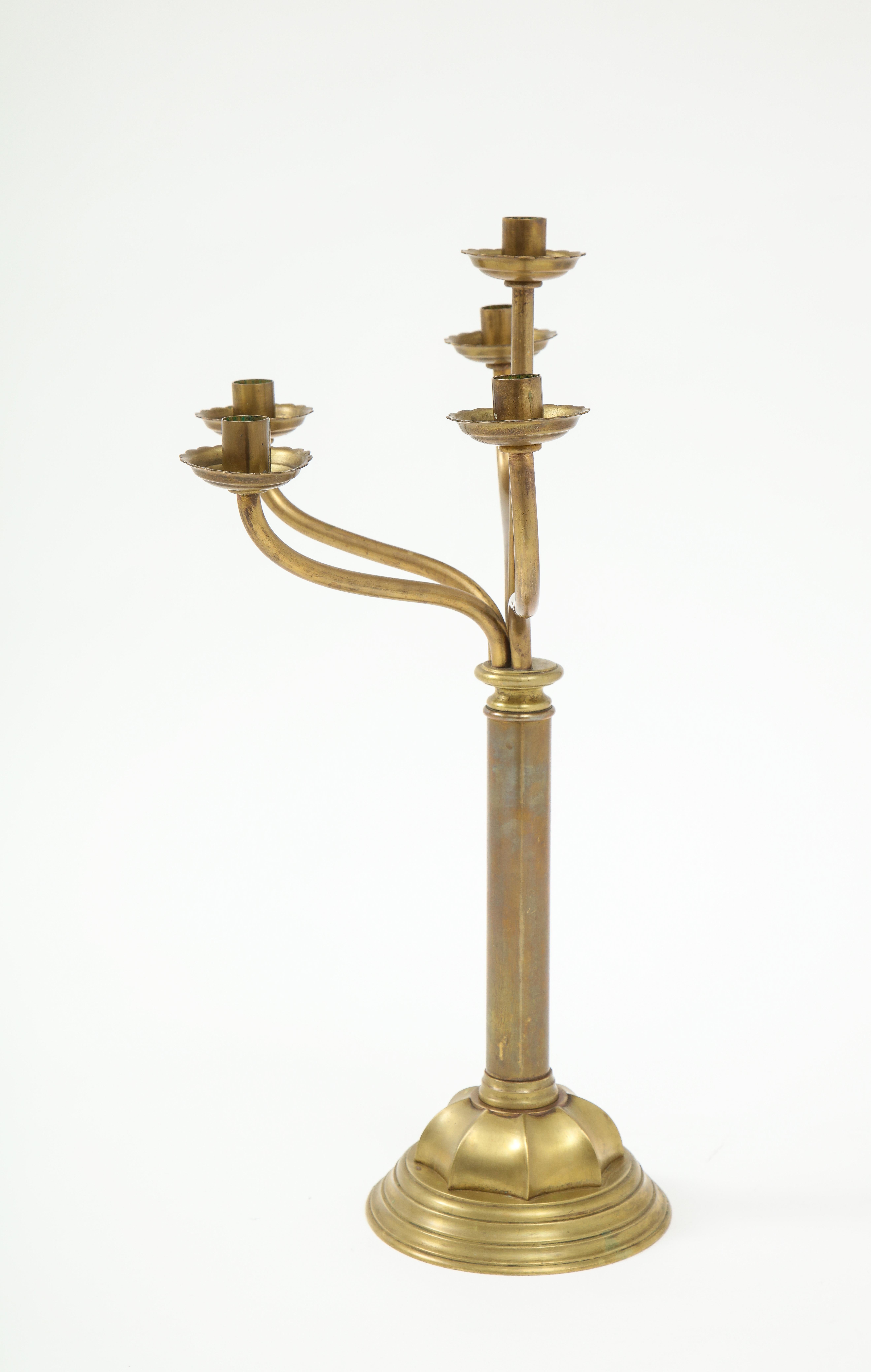 Gorham Solid Brass Antique Candlesticks For Sale 5