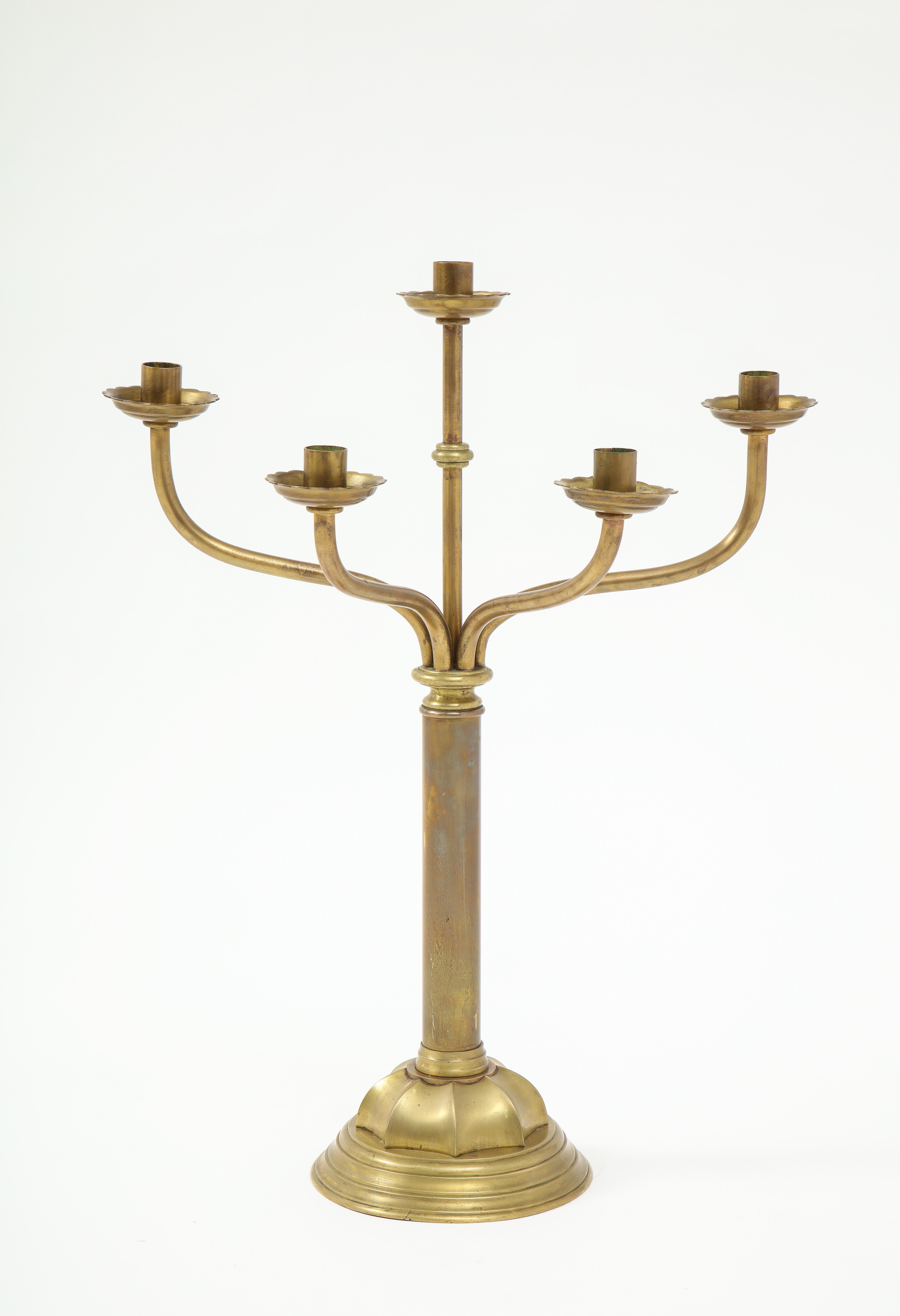 Gorham Solid Brass Antique Candlesticks In Good Condition For Sale In New York, NY