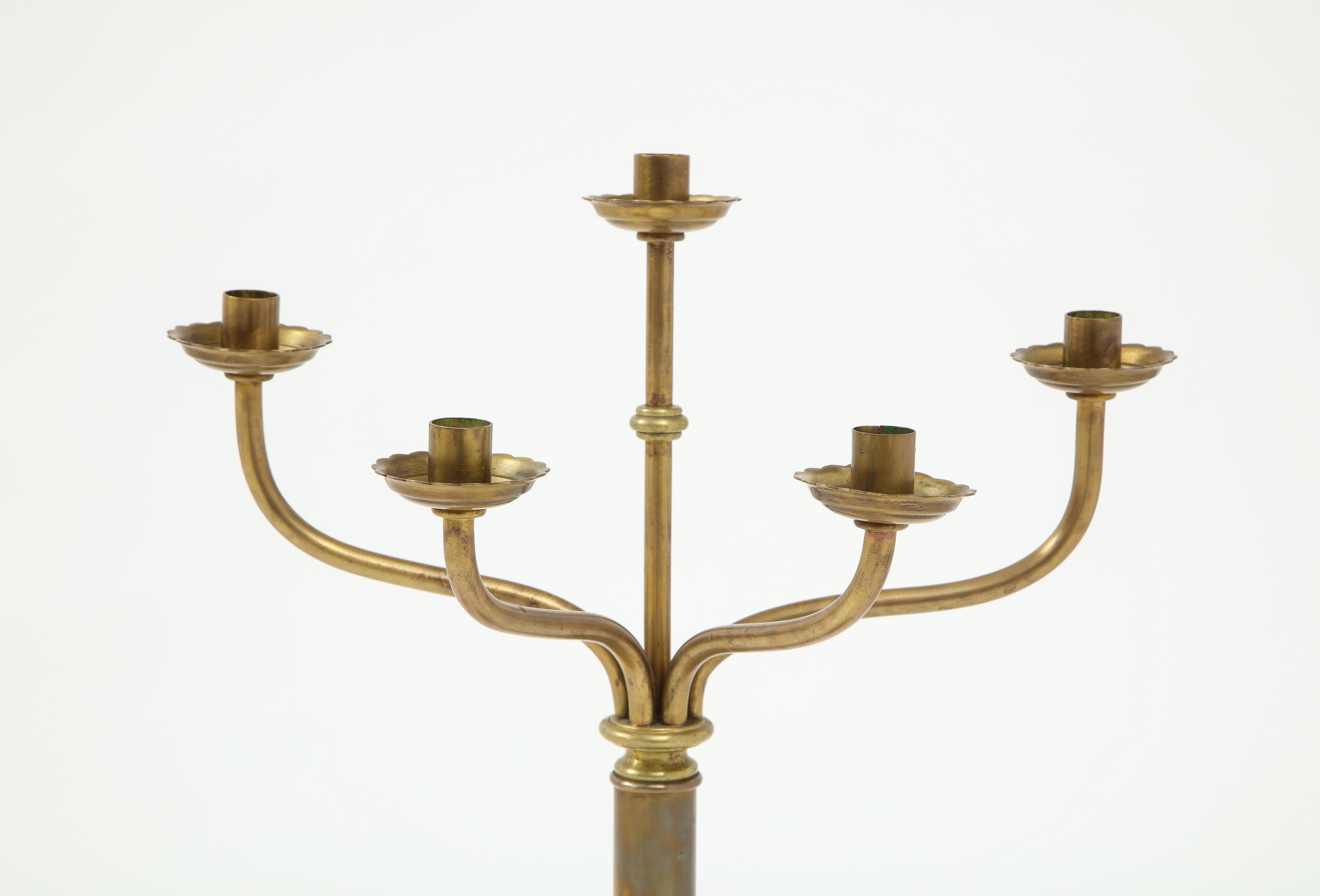 18th Century and Earlier Gorham Solid Brass Antique Candlesticks For Sale