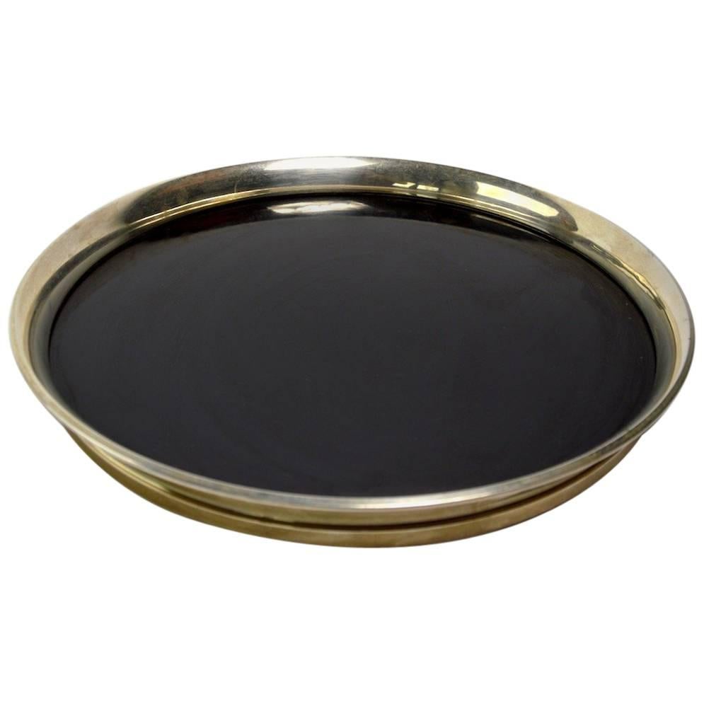 Gorham Sterling and Black Laminate Serving Tray