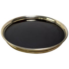 Retro Gorham Sterling and Black Laminate Serving Tray